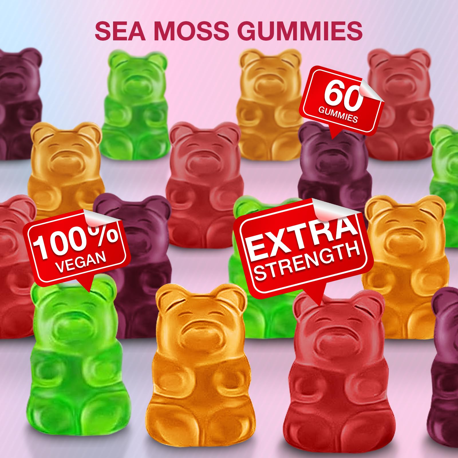 MSLOTAL Irish Sea Moss Gummies with Ashwagandha Bladderwrack and Burdock Root - Natural Irish Seamoss Supplement for Thyroid, Energy, Immune Support - 60 Vegan Gummy MSLOTAL uk supplements