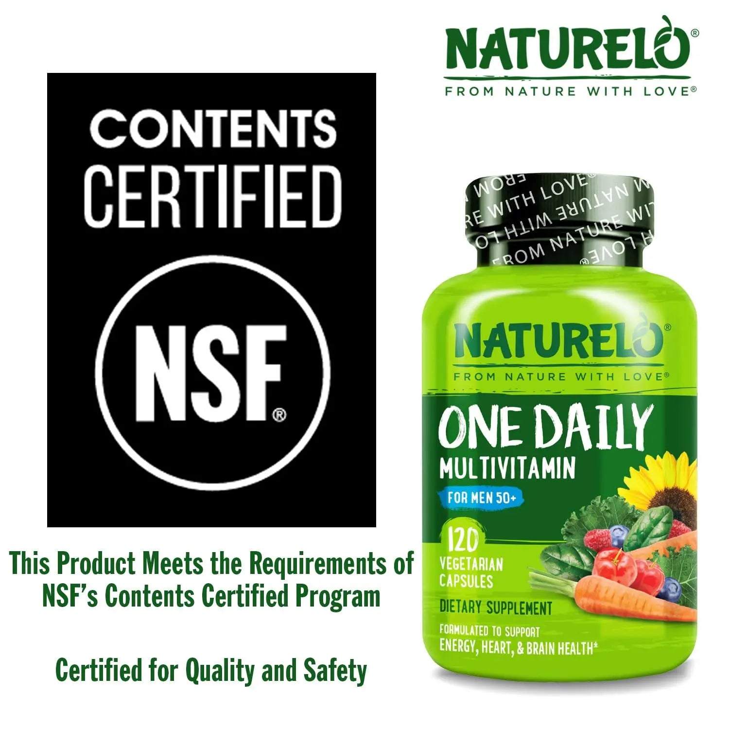 NATURELO Mens Multivitamins for Men 50+ - One Daily Multivitamin for Men with Vitamins, Minerals & Organic Whole Foods, Boost Energy & Health, NATURELO uk supplements