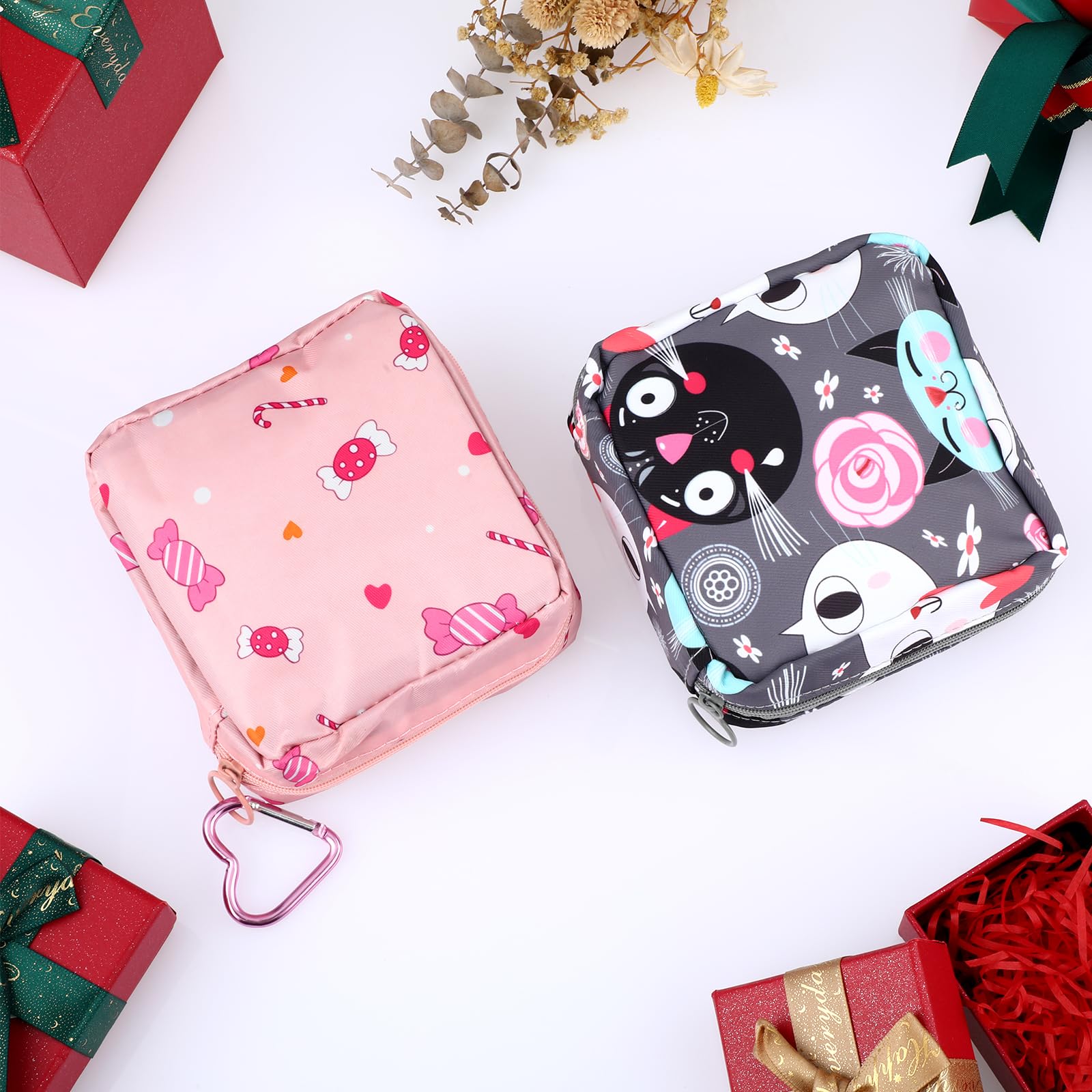 Abeillo 2Pcs Period Bag with Heart Carbiner, Sanitary Pad Storage Bag Samll Period Pouch Abeillo uk supplements
