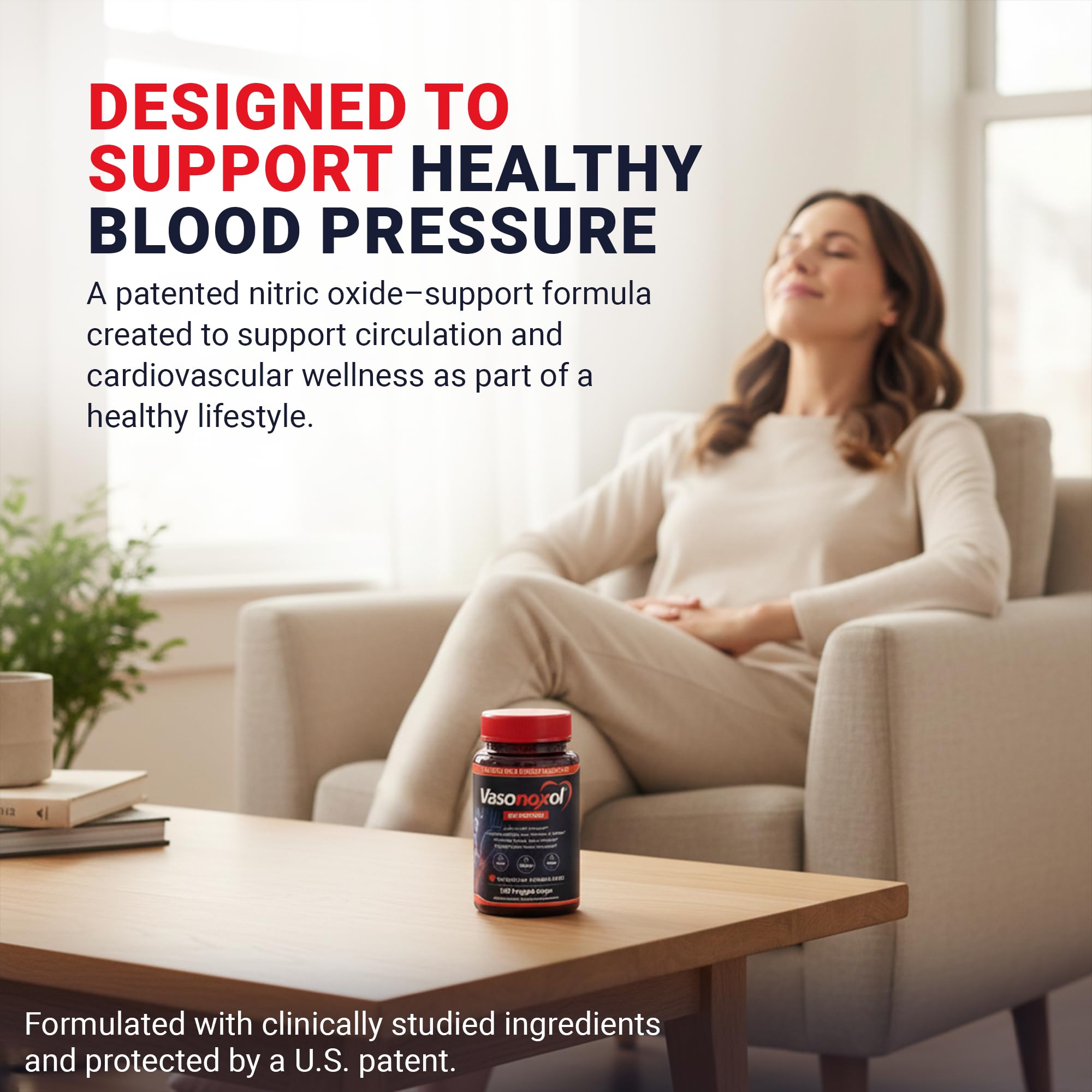 Vasonoxol U.S. Patented Nitric Oxide Supplement for Blood Pressure Support 2880mg - Physician Formulated Vascular Health Formula with L-Arginine & L-Citrulline - Vegan, Non-GMO (120 Capsules) Panoxol uk supplements