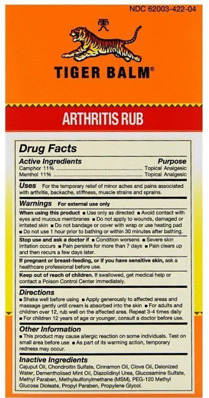 Tiger Balm Balm Arthritis Rub Tiger Balm uk supplements