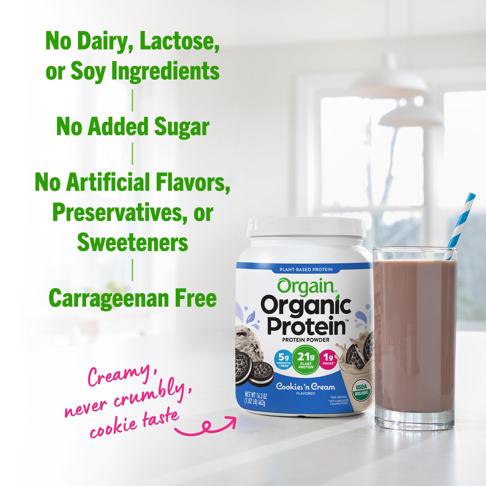Orgain Organic Vegan Protein Powder, Cookies and Cream - 21g Plant Based Protein Orgain uk supplements