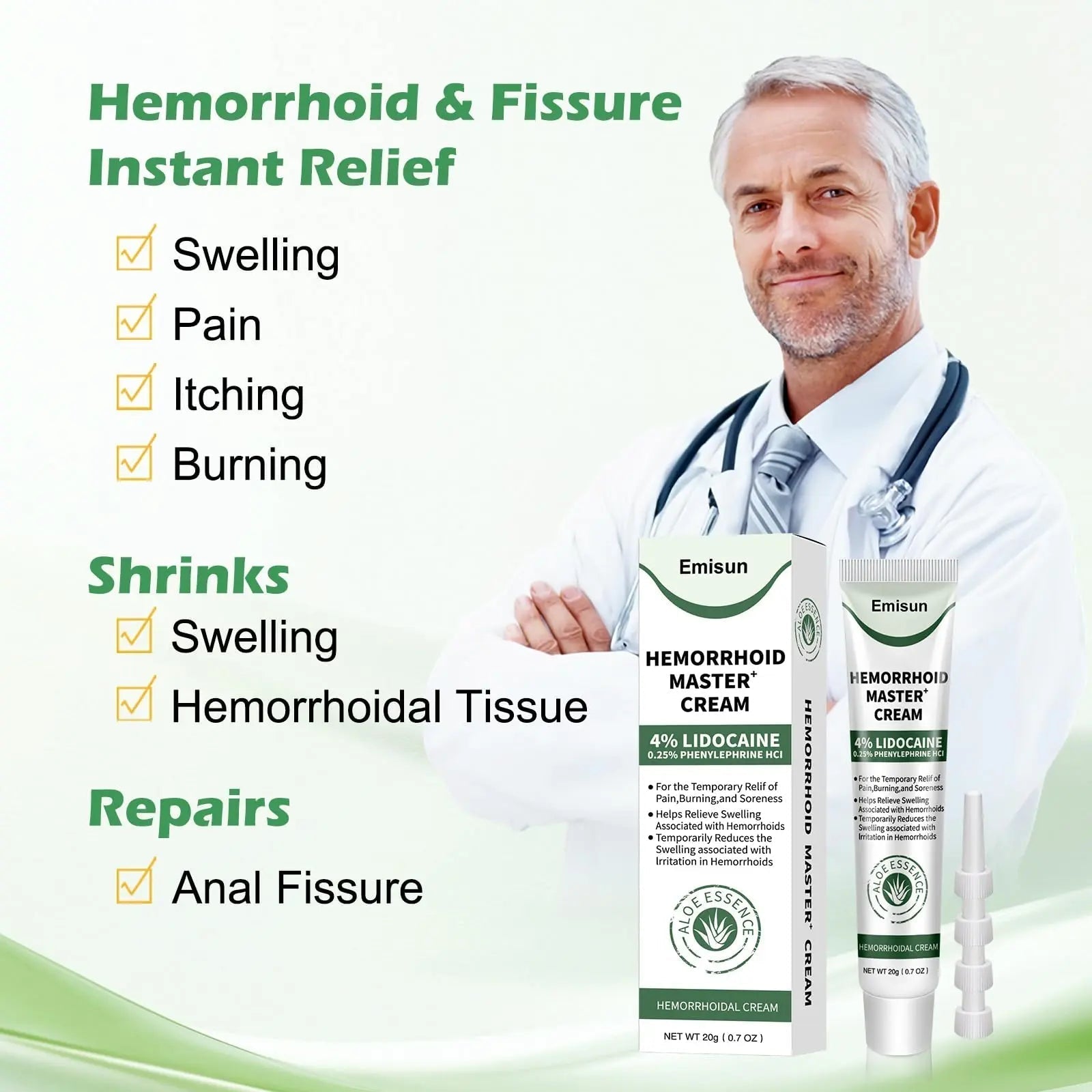 Hemorrhoid & Fissure Ointment, Hemorrhoid Treatment and Hemorrhoid Cream with Lidocaine 4% and Phenylephrine HCI for Fast Relief of Pain, Swelling, Itching, Burning, Hemorrhoidal treatment, 2 Pack-J2 Emisun uk supplements