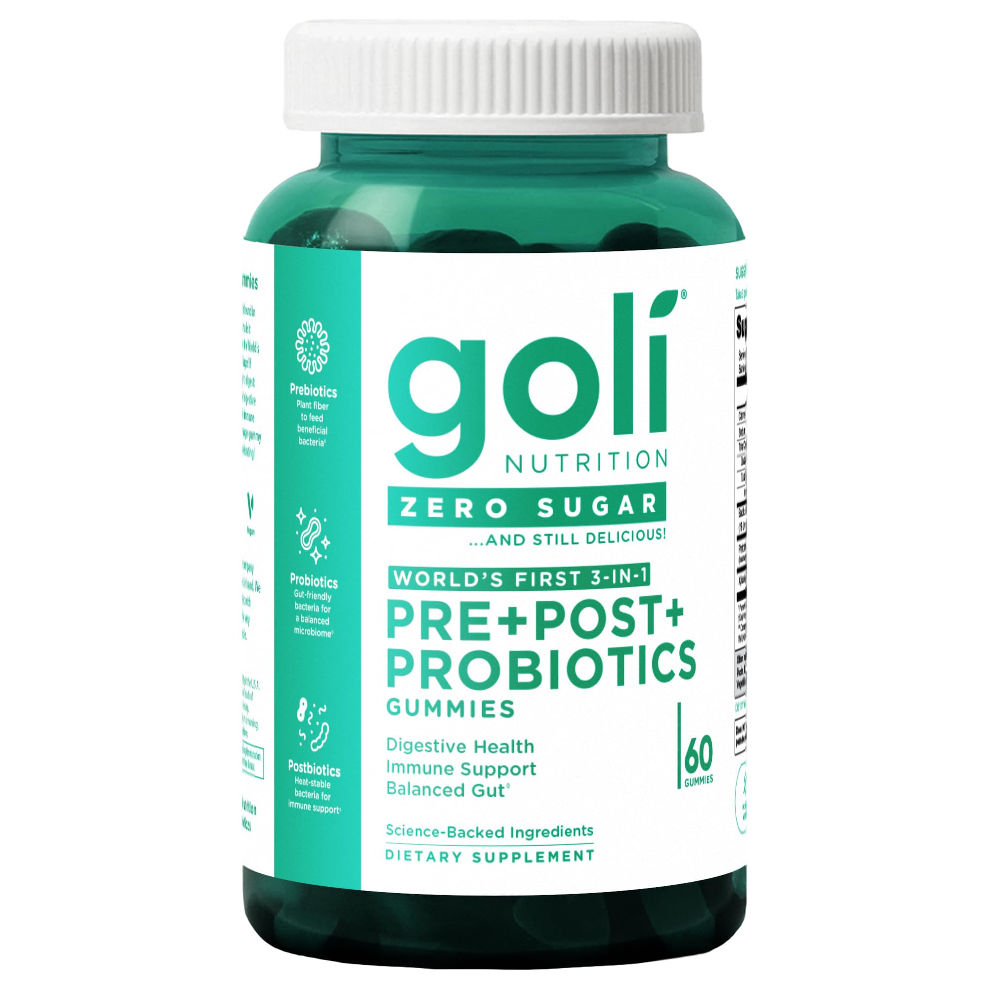 Goli Zero Sugar Pre Pro Postbiotic Gummies - Worlds First 3-in-1 with DE111, XOS, MCC1849 - No Sugar Alcohols - Vegan, Keto-Friendly, Non-GMO Goli uk supplements