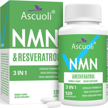 Sublingual NMN 500mg + Trans-Resveratrol 400mg, 3-in-1 Advanced Formula 99% Pure NMN Resveratrol Supplement for Boost* NAD, Cell, Immune, Energy & Muscle, Anti-Aging, 120 Lozenges, 120-Day Supply Ascuoli uk supplements