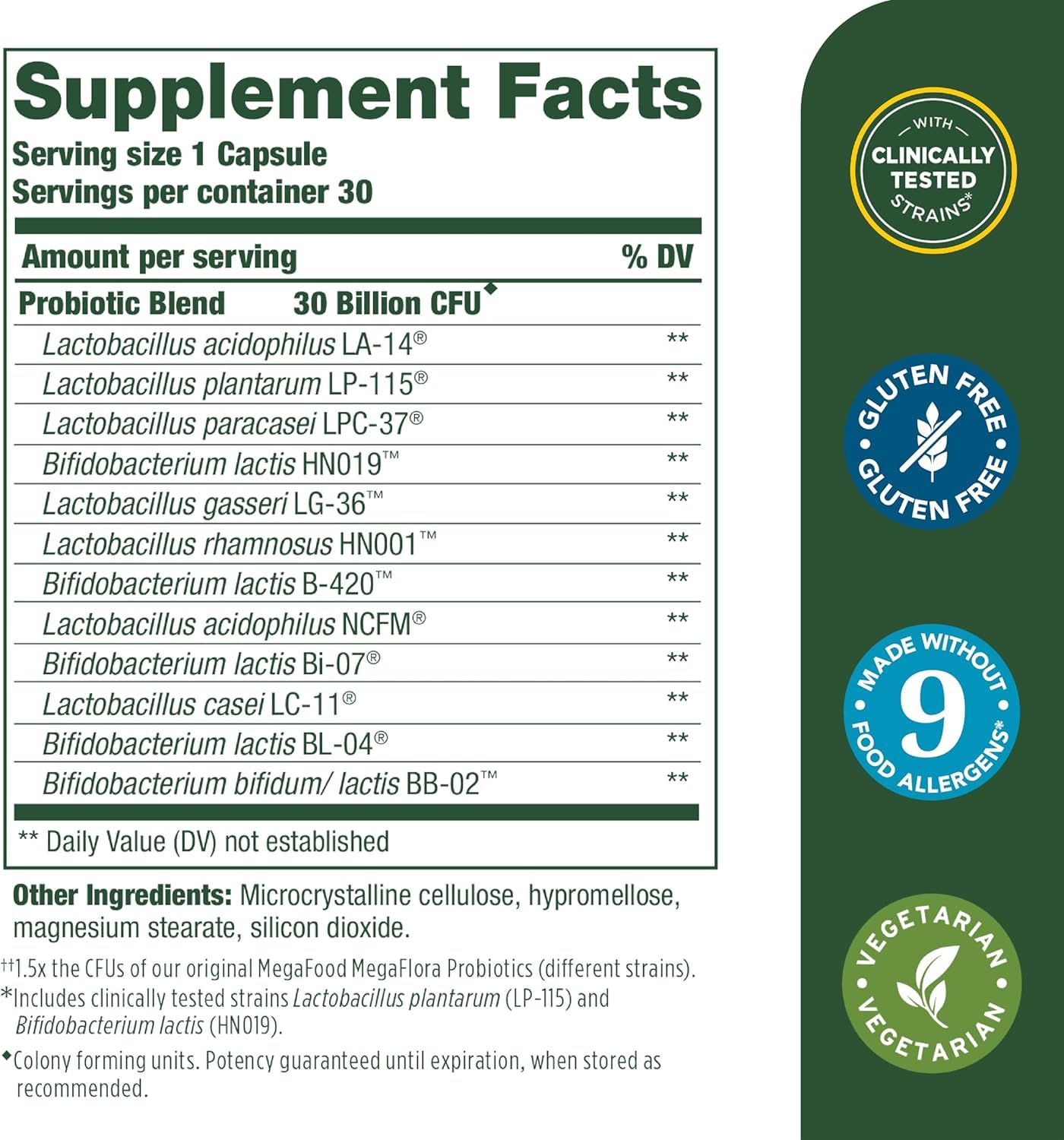 MegaFood Digestive Probiotic - 12 Strain Vegetarian Probiotics for Women & Men, 30 Billion CFUs, Support Gut Health, Probiotics for Digestive Health Help Relieve Occasional Gas & Bloating, 30 Capsules MegaFood uk supplements