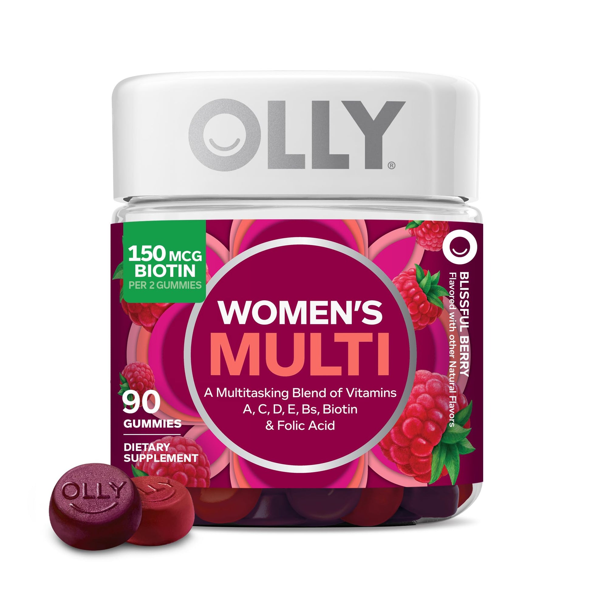 OLLY Women's Multivitamin Gummy, Vitamins A, D, C, E, Biotin, Folic Acid, Adult Chewable Vitamin, Berry Flavor OLLY uk supplements
