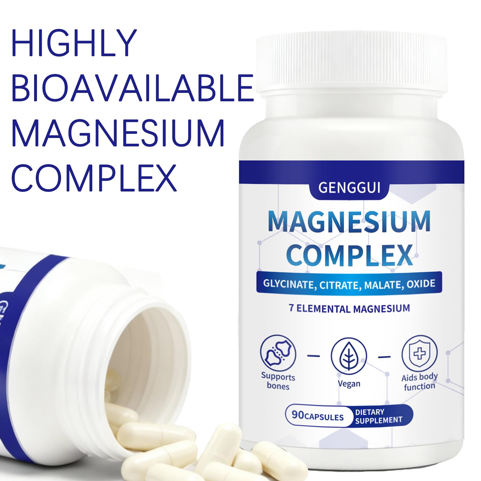 Magnesium Complex 1000mg - 7-in-1 Supplement with Glycinate, Citrate & Malate - Supports Muscle Relaxation, Sleep, Heart Health - High Absorption Capsules, 90 Count (1) CellJuvMax uk supplements