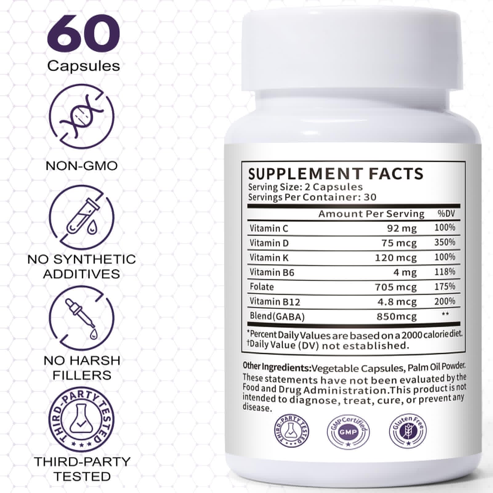 Euphea Carpal Tunnel Relief & Wrist Support Supplement, Helps Ease Tingling & Numbness,Vitamins B6, B12, C, D, K + GABA,60 Capsules Euphea uk supplements