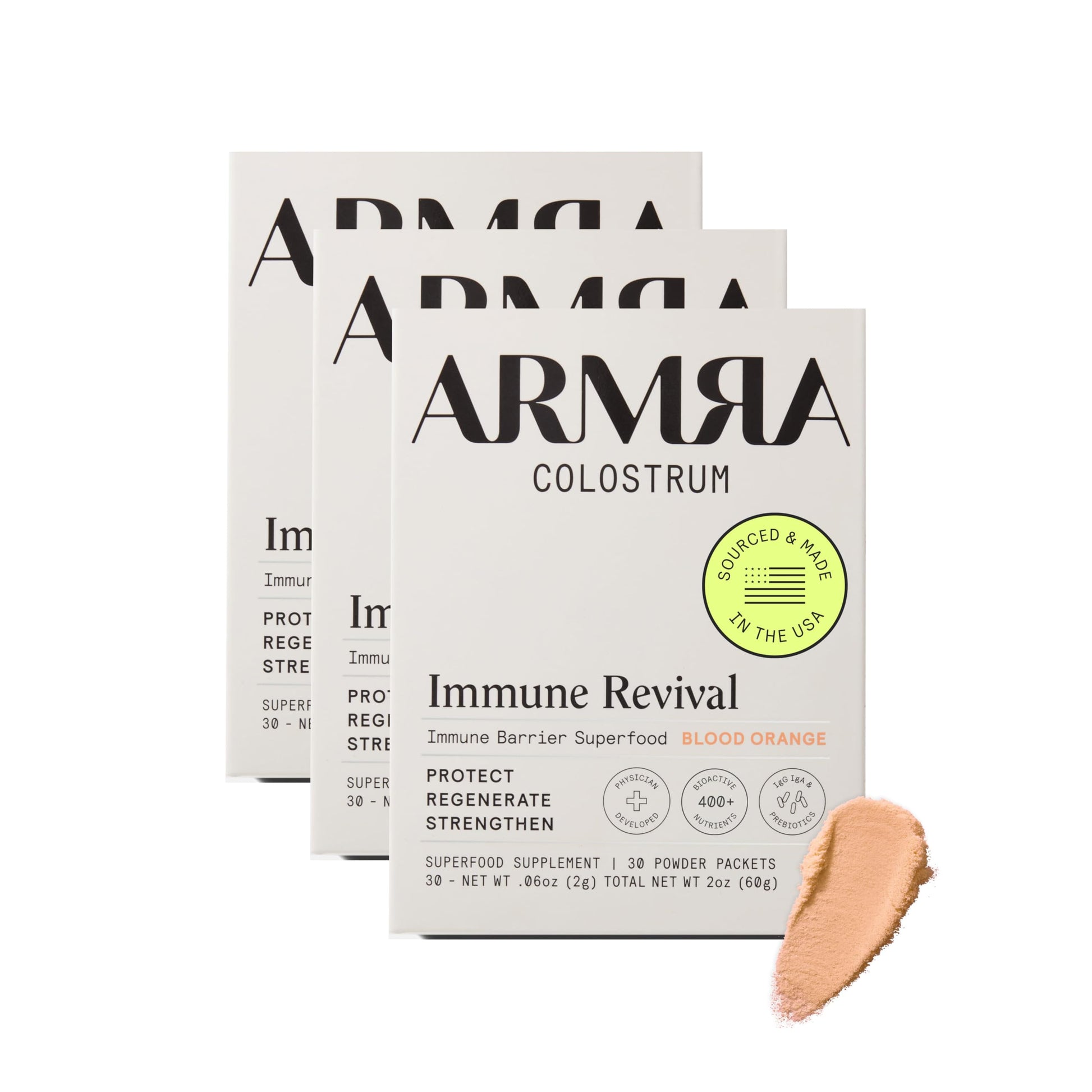 ARMRA Colostrum™ Premium Powder, Grass Fed, Gut Health Bloating Immunity Skin & Hair, Contains 400+ Bioactive Nutrients, Keto, Gluten & Fat Free (Blood Orange Bundle | 90 Servings) ARMRA uk supplements