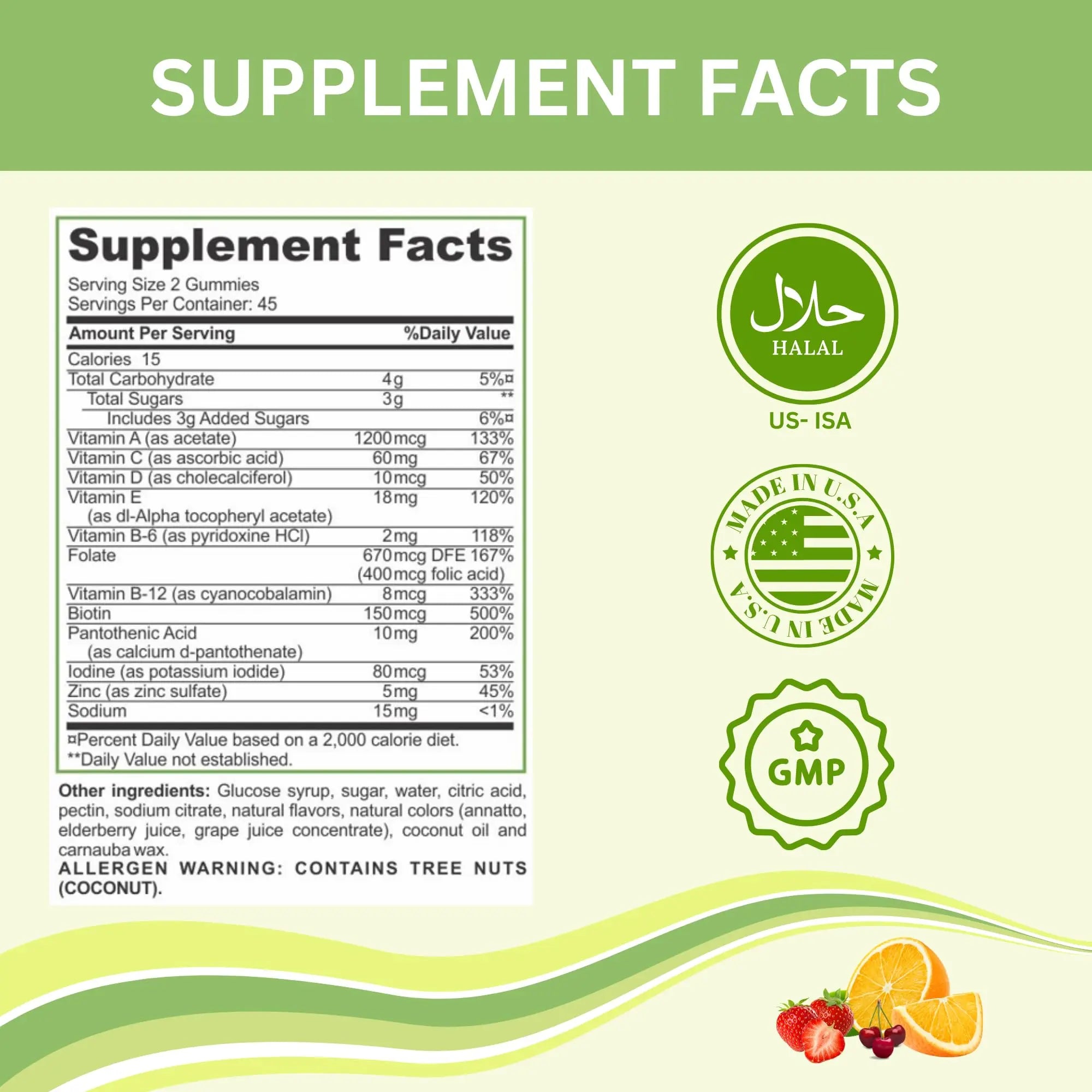 Greenfield Nutritions Halal Multivitamins for Adults | 90 Halal Vitamins for Women & Men | All Essential Gelatin Free Halal Gummy Vitamin, Mineral GREEN FIELD NUTRITIONS uk supplements