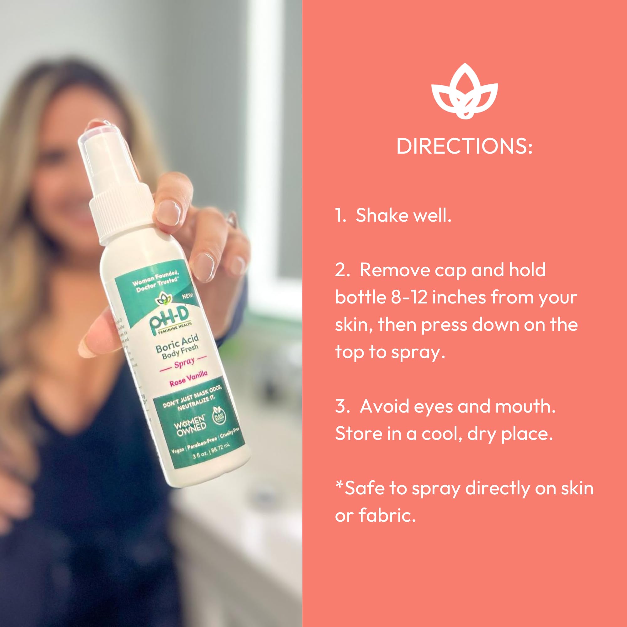 pH-D Feminine Health - Boric Acid Body Fresh Spray - Vegan, Paraben-Free, Plant Based pH-D Feminine Health Support uk supplements