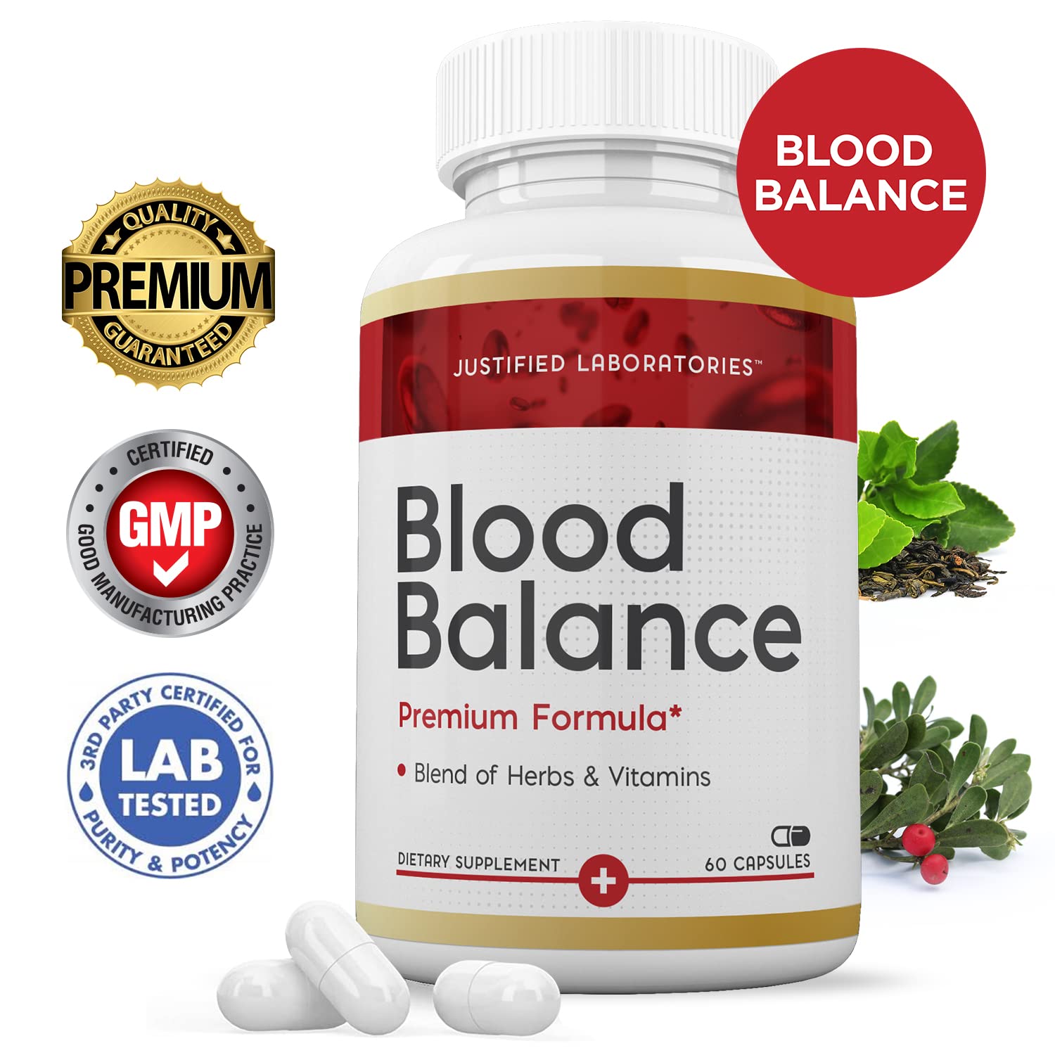 (2 Pack) Blood Balance Advanced Formula 688MG Supplement Pills 120 Capsules Justified Laboratories uk supplements