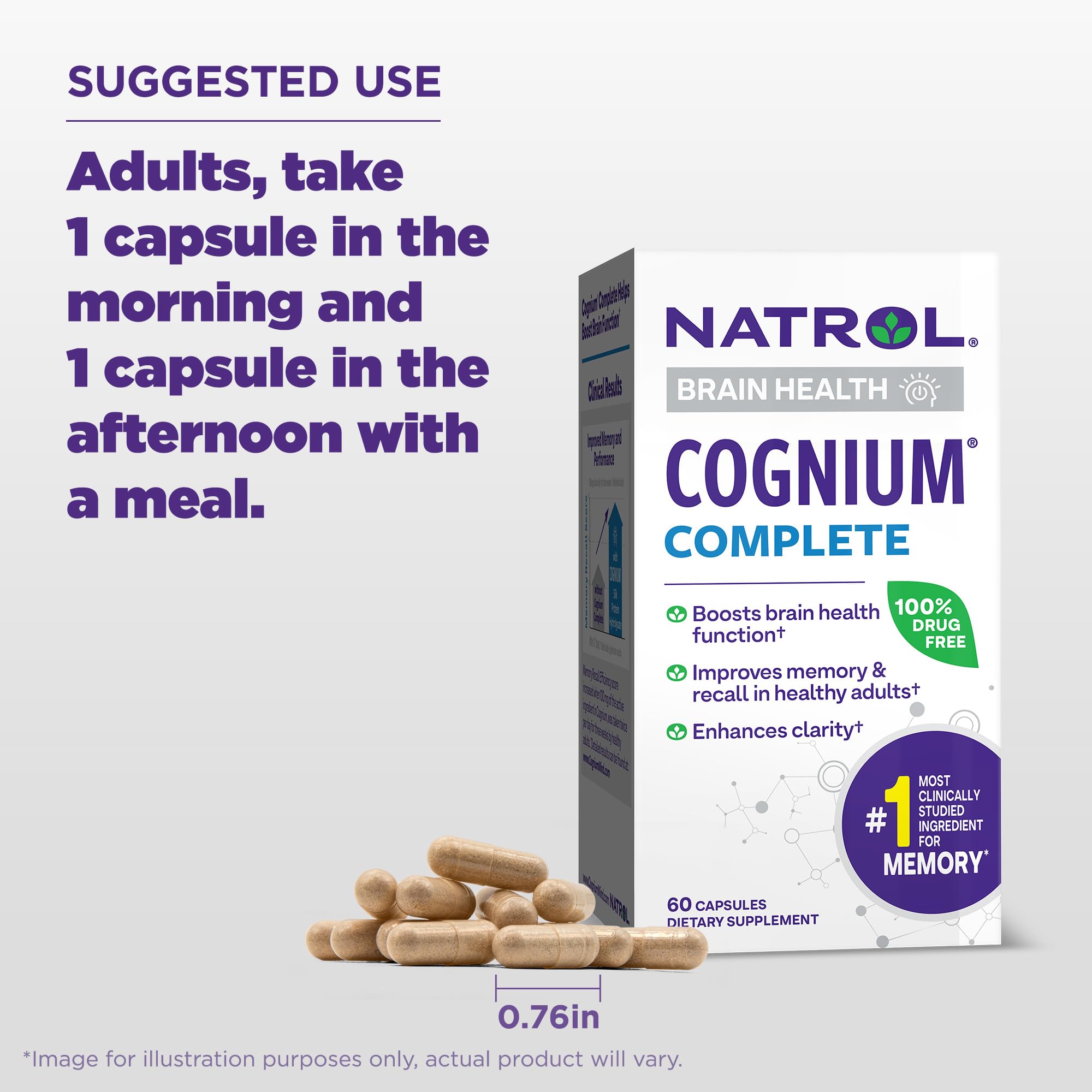 Natrol Cognium Complete, Dietary Supplement for Brain Health, Brain Health Supplements for Adults, 60 Capsules, 30 Day Supply Natrol uk supplements