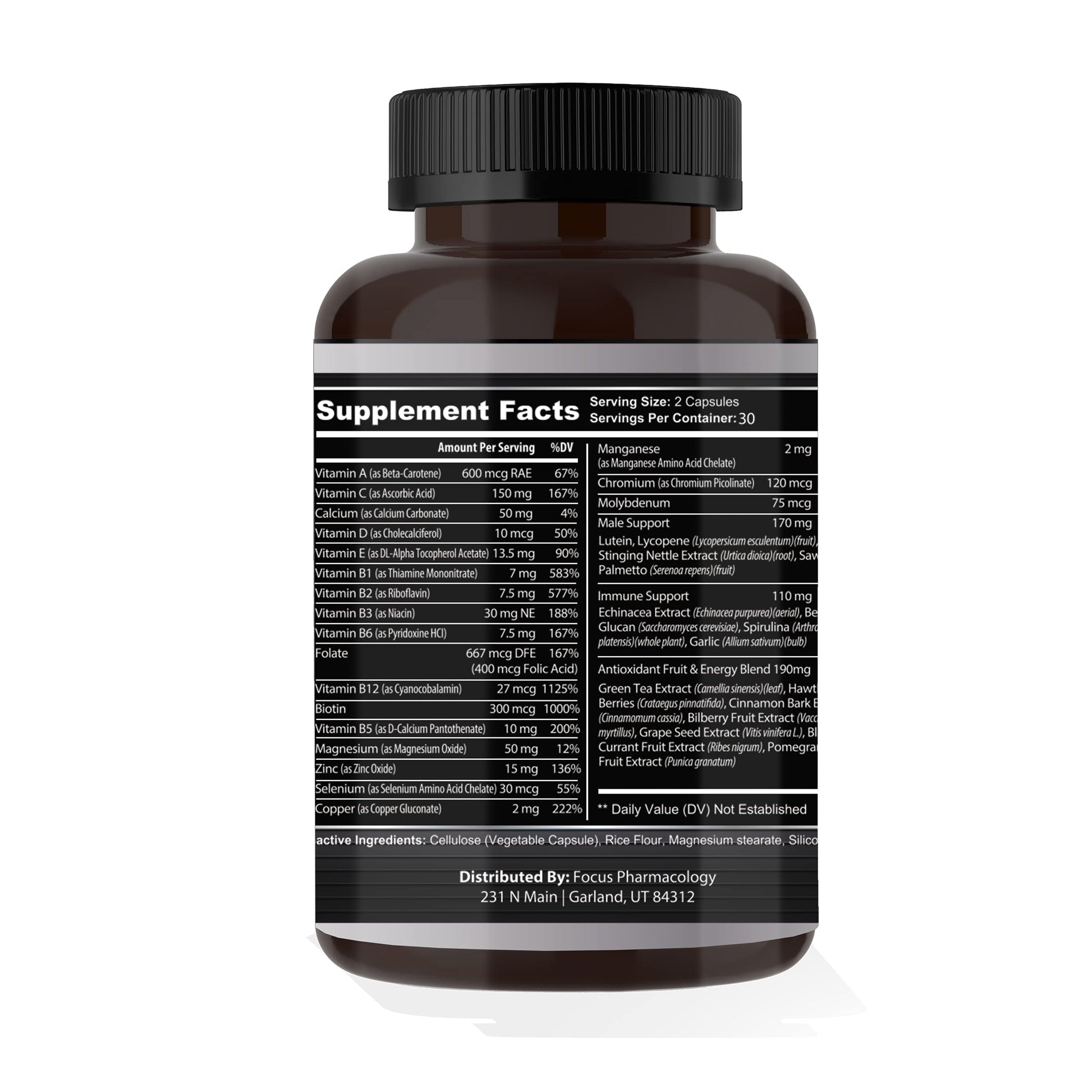 Focus Pharmacology Men's Daily Super Multi-Vitamin for Men - 60 Ct Blend of Vitamins, Minerals, Plus Herbs for Prostate Health and General Energy/Focus Focus Pharmacology uk supplements