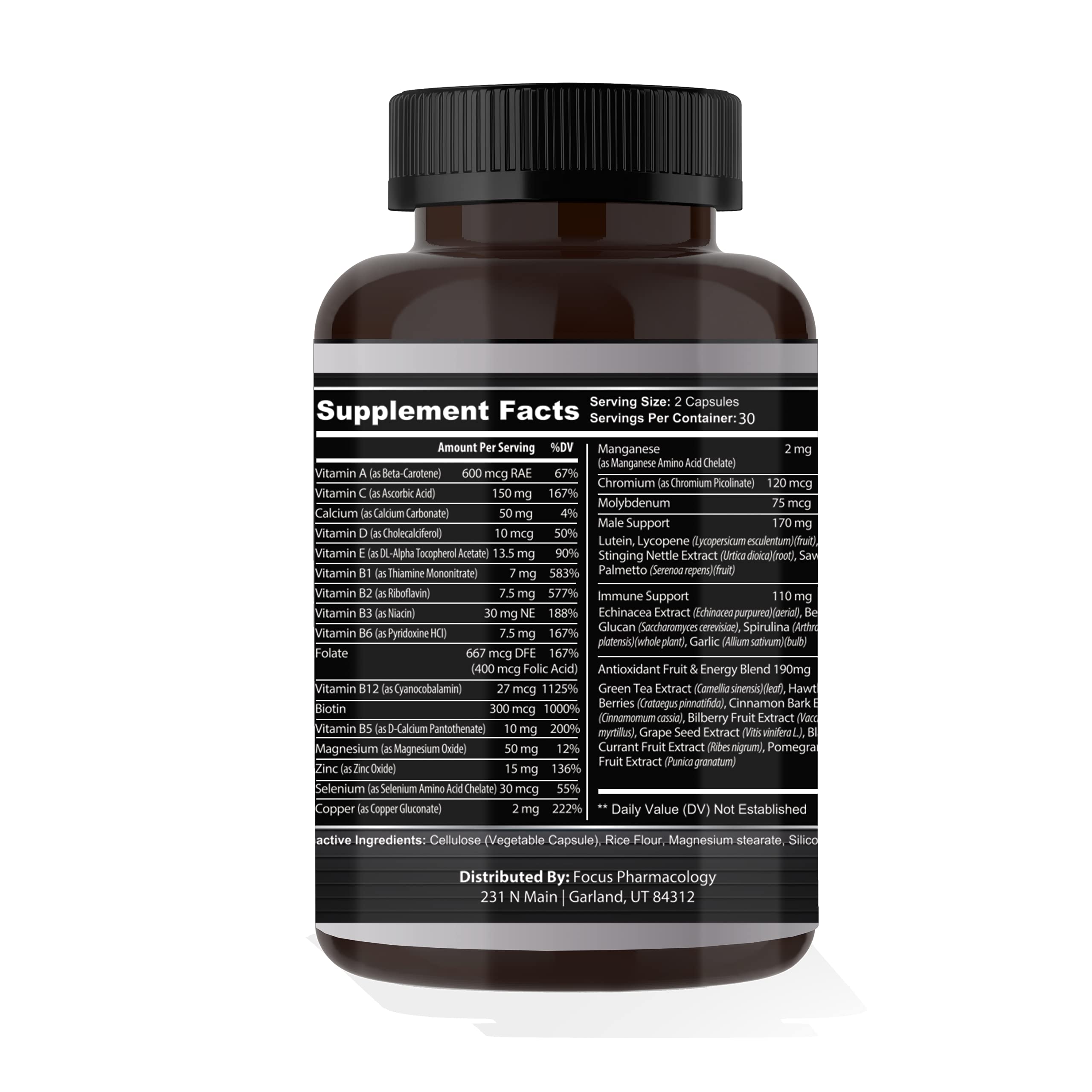 Focus Pharmacology Men's Daily Super Multi-Vitamin for Men - 60 Ct Blend of Vitamins, Minerals, Plus Herbs for Prostate Health and General Energy/Focus Focus Pharmacology uk supplements