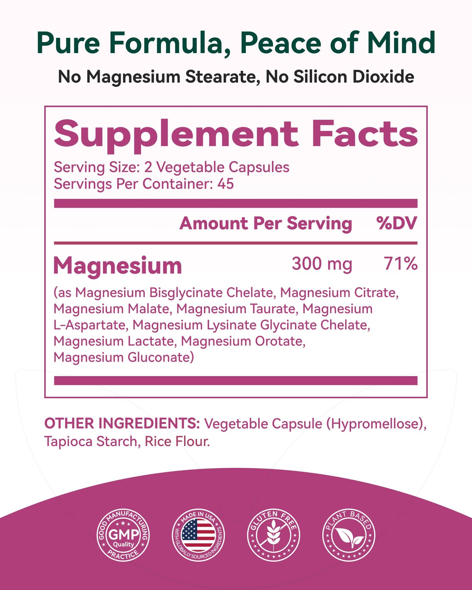 9-in-1 Magnesium Complex, 300mg Magnesium from 9 Organic Forms, Glycinate, Citrate, Malate, High Absorption for Sleep & Relaxation, Energy & Muscle Support, 90 Capsules Inner Brightness uk supplements