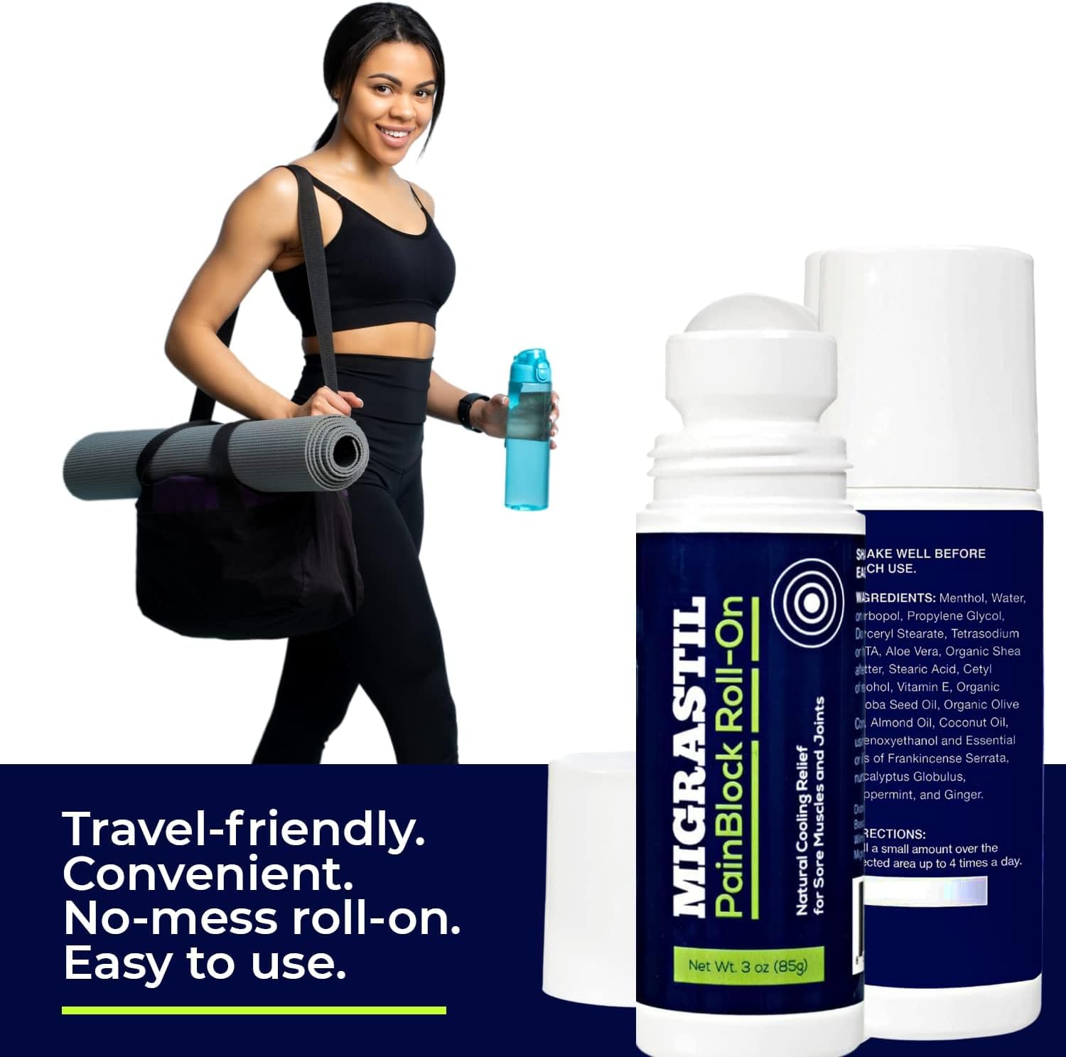 Migrastil PainBlock Roll-On 3 oz - Topical Roll-On for Muscle Aches, Cramps, Joint & Nerve Discomfort. Works Great on Shoulders, Neck, Feet, Knees, Legs, Back, Elbows, HIPS, Etc. (2) Basic Vigor uk supplements