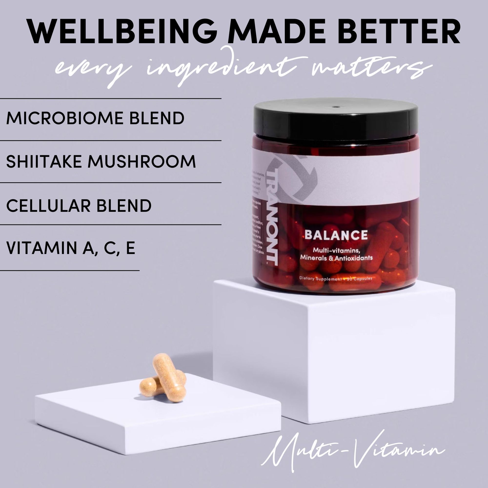 Tranont Balance | 90 Count | Multi-Mineral & Vitamin Capsules for Adults | Vitamin C, A, and E Magnesium, Zinc, Calcium, and Iodine | Boosts Immunity, Energy, and Digestion | Gluten Free, Vegetarian Tranont uk supplements