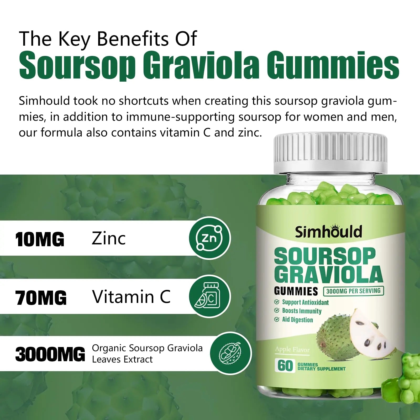 Simhould 1 Pack Soursop Graviola Gummies Simhould uk supplements