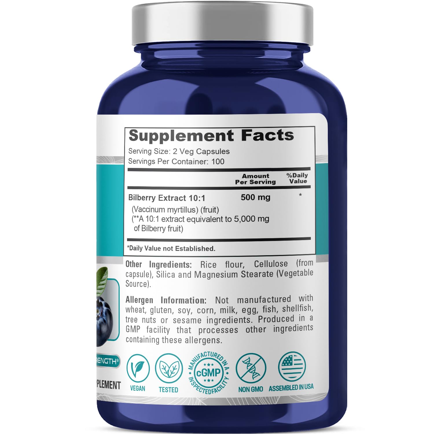NusaPure Bilberry Extract 5,000mg 200 Vegetarian caps (Non-GMO, Vegan) NusaPure uk supplements