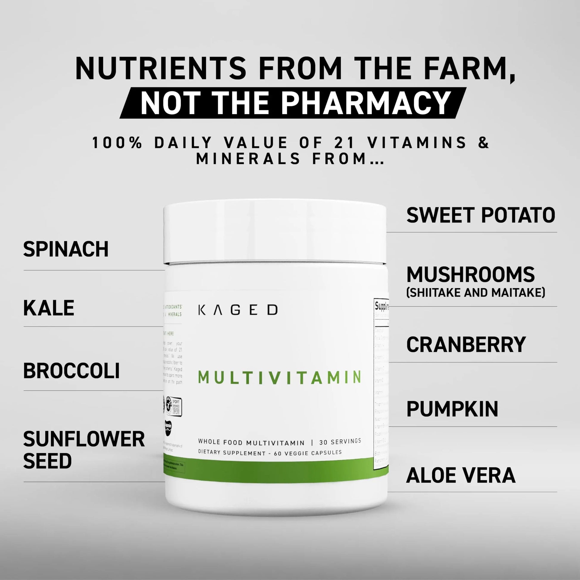 Kaged Multivitamin Capsules | Unflavored | Whole Foods Organic Fruits & Veggies | Plant Based Vegan Multivitamin Kaged uk supplements