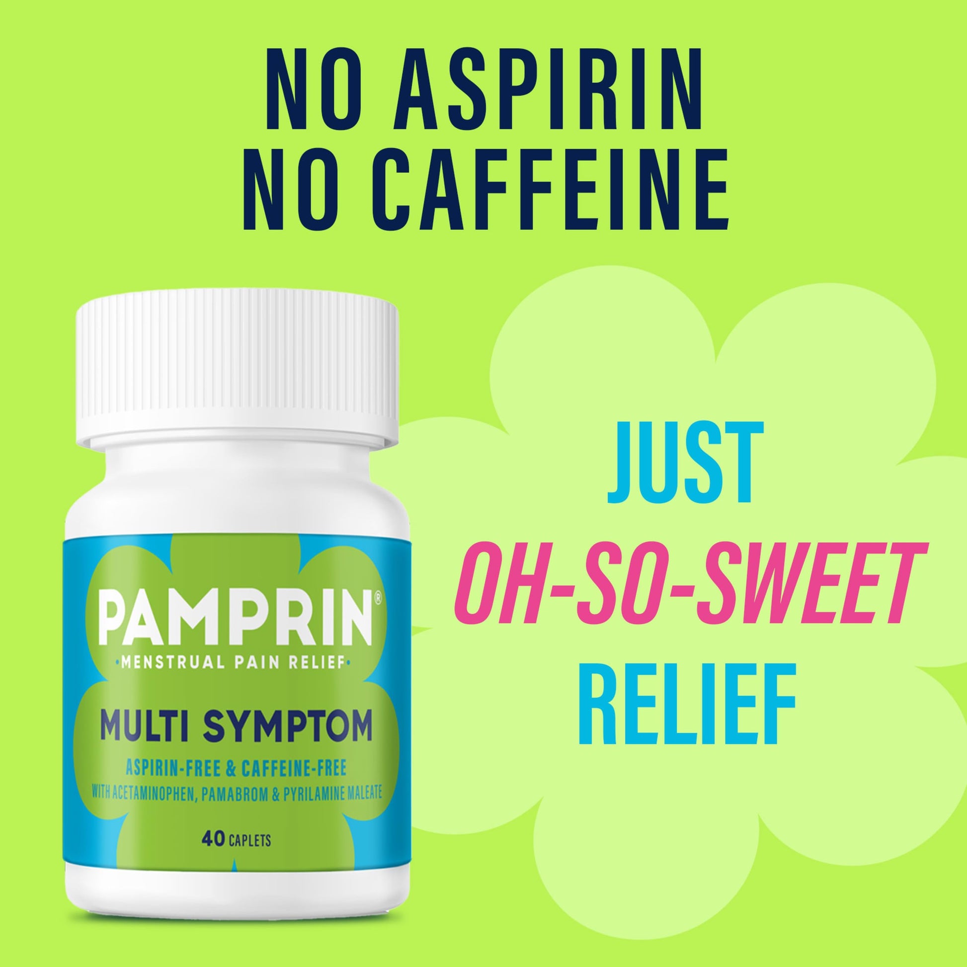 Pamprin Multi-Symptom Formula, with Acetaminophen, Menstrual Period Symptoms Relief including Cramps, Pain, Bloating, and Irritability 40 Caplets Pamprin uk supplements