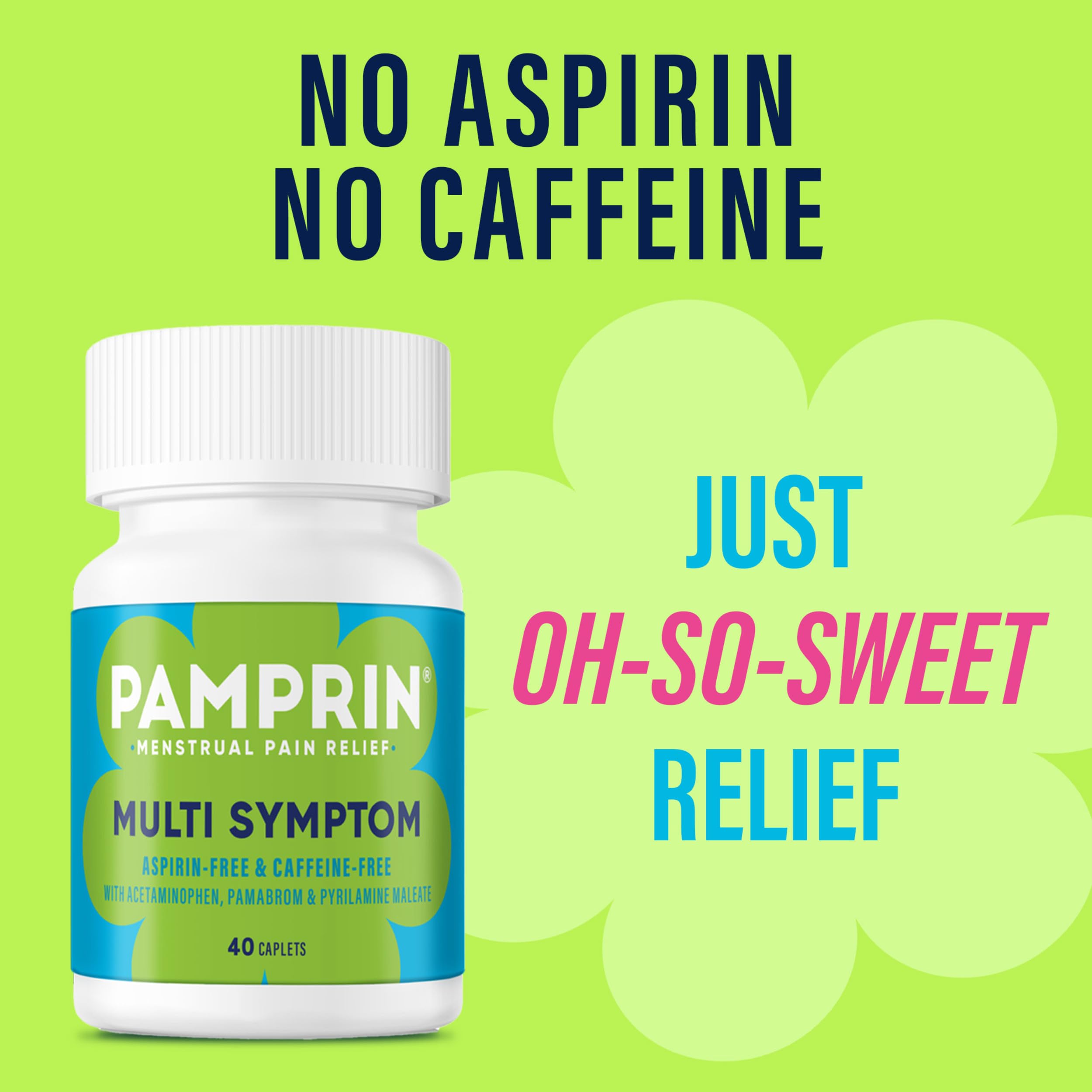 Pamprin Multi-Symptom Formula, with Acetaminophen, Menstrual Period Symptoms Relief including Cramps, Pain, Bloating, and Irritability 40 Caplets Pamprin uk supplements