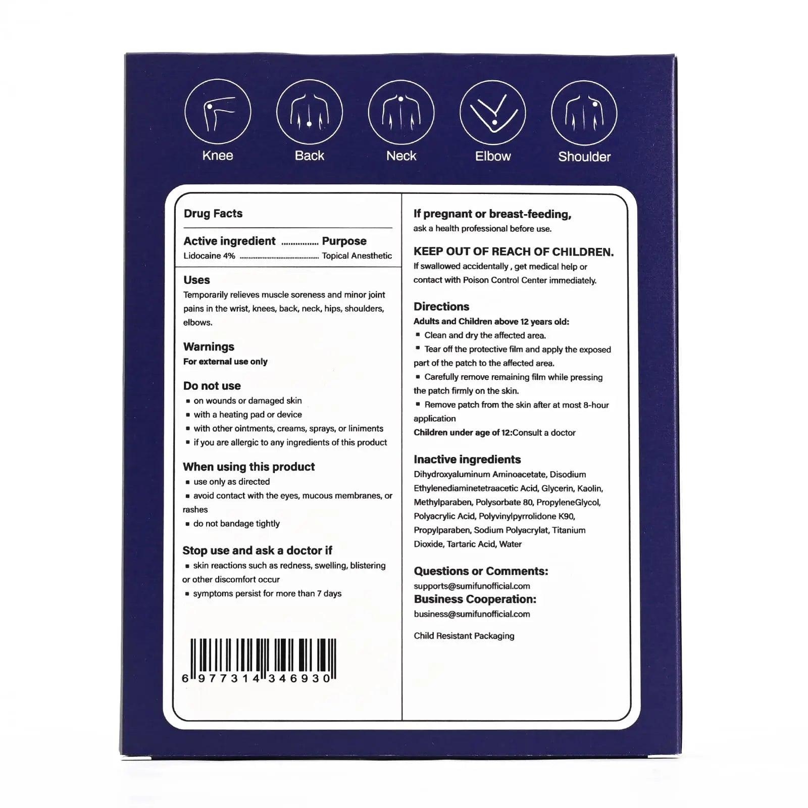 Sumifun 4% Lidocaine Patches Maximum Strength - 12 Count Pain Relieving Gel Patch for Muscle Soreness, Back Ache, Knee, Neck & Joint Pains - Topical Analgesic (Large, Count, 12) Sumifun uk supplements