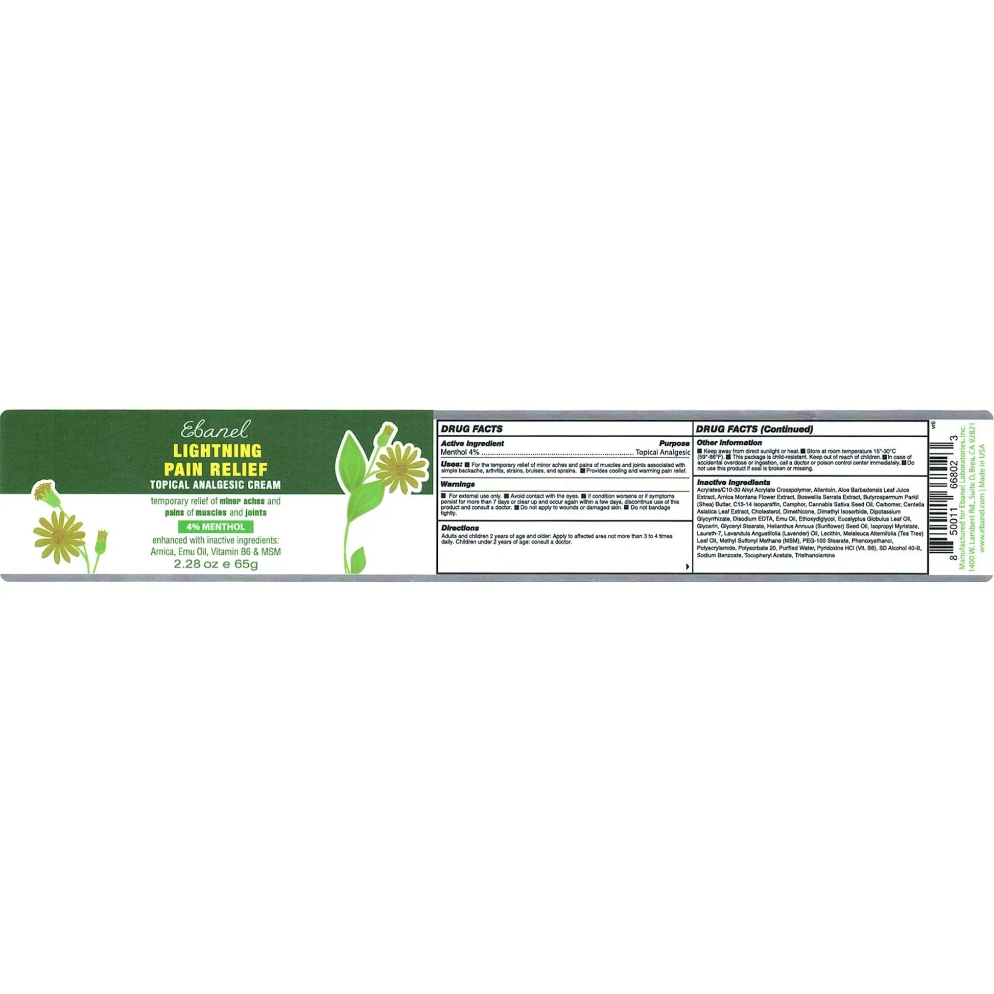 Ebanel Bundle of Pain Relief Cream Arnica Menthol 2 Oz, and Topical Numbing Cream 4 Oz Ebanel uk supplements