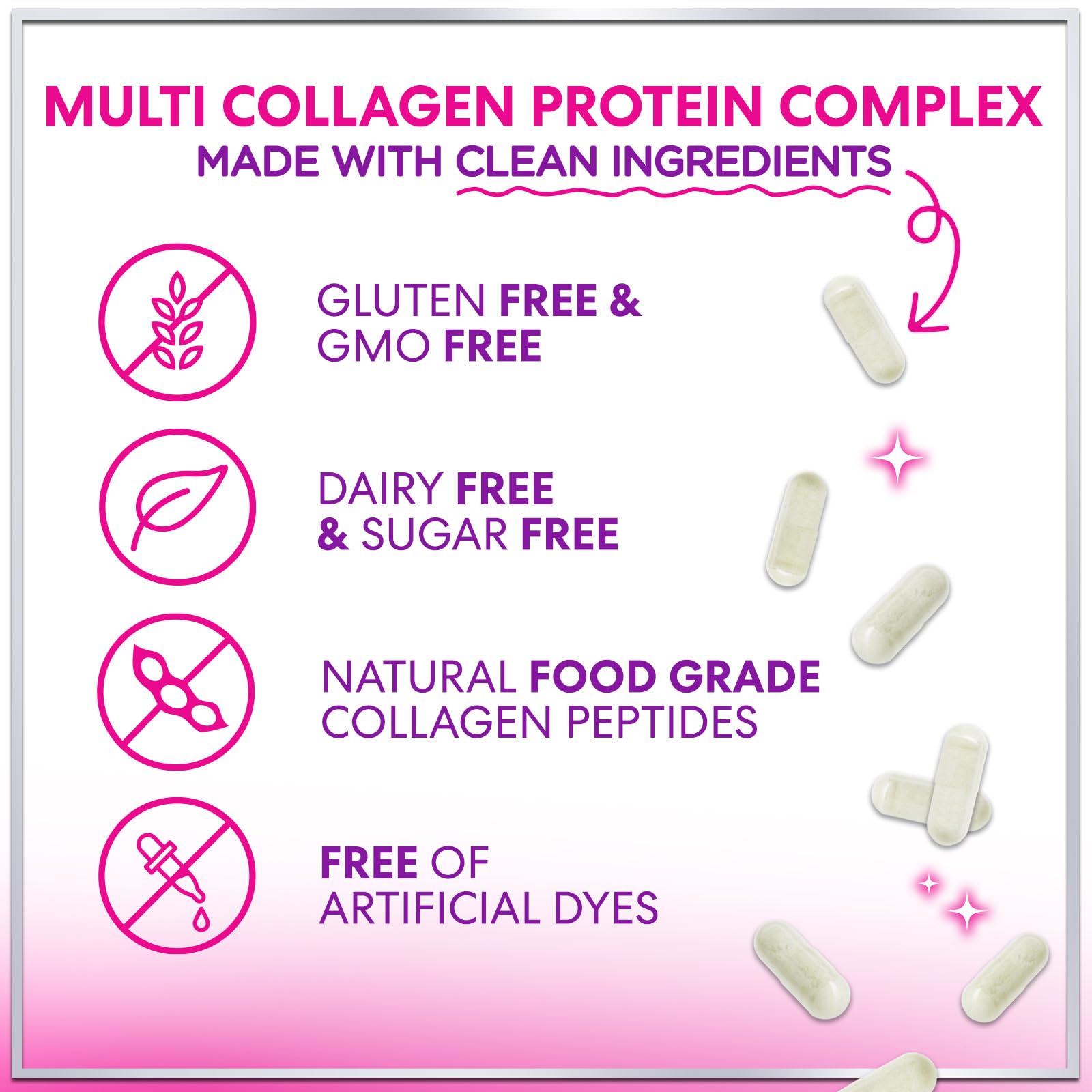 Multi Collagen Supplement 2400 mg - Types I, II, III, V & X Multi Collagen Peptides Pills for Women & Men, Hydrolyzed Collagen Supplements, Hair, Skin, Nail, & Joint Support Supplement, 60 Capsules Hello Lovely! uk supplements