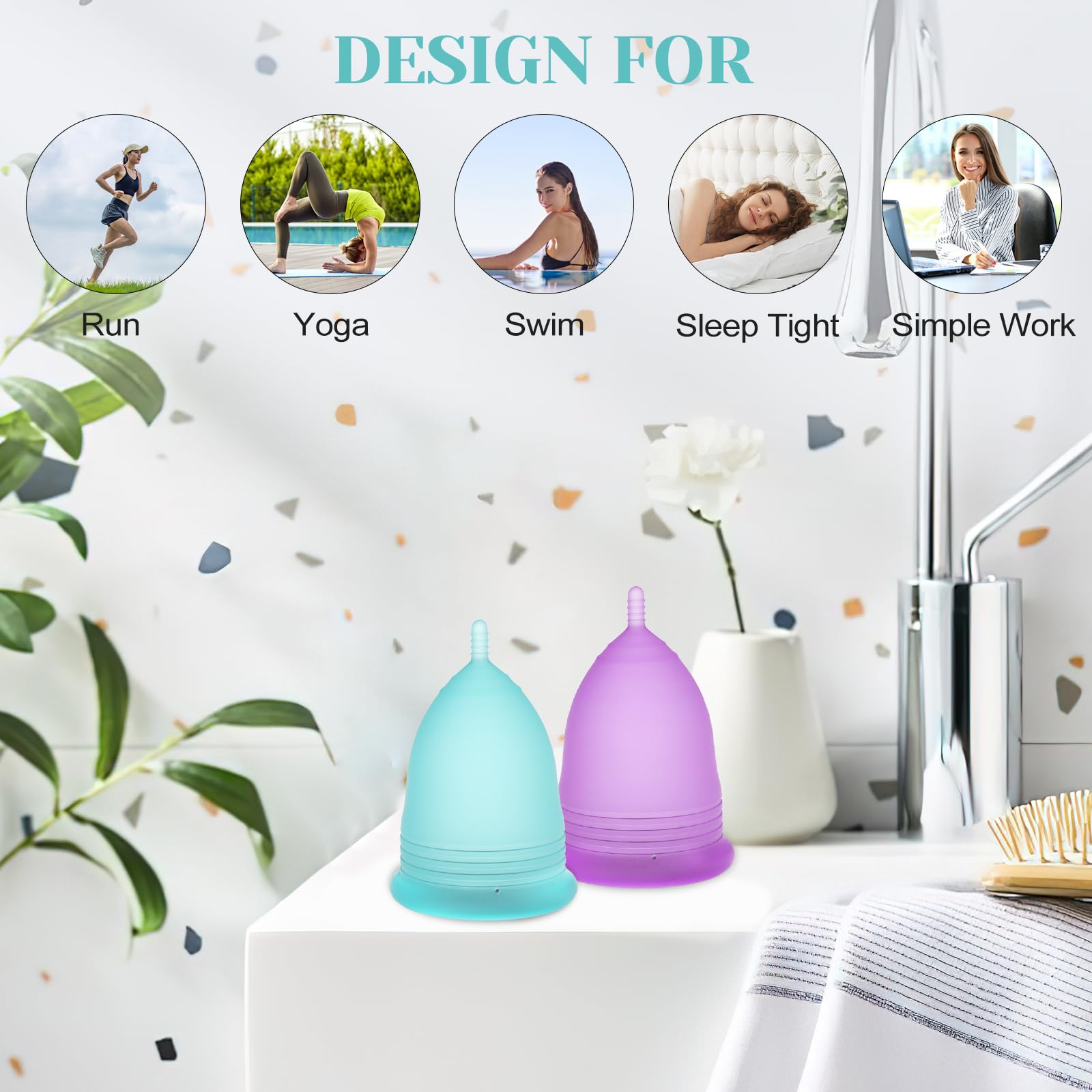 YTYOMUR Menstrual Cup Set, 2 Soft Period Cup Come with Collapsible Cleaner Cup YTYOMUR uk supplements