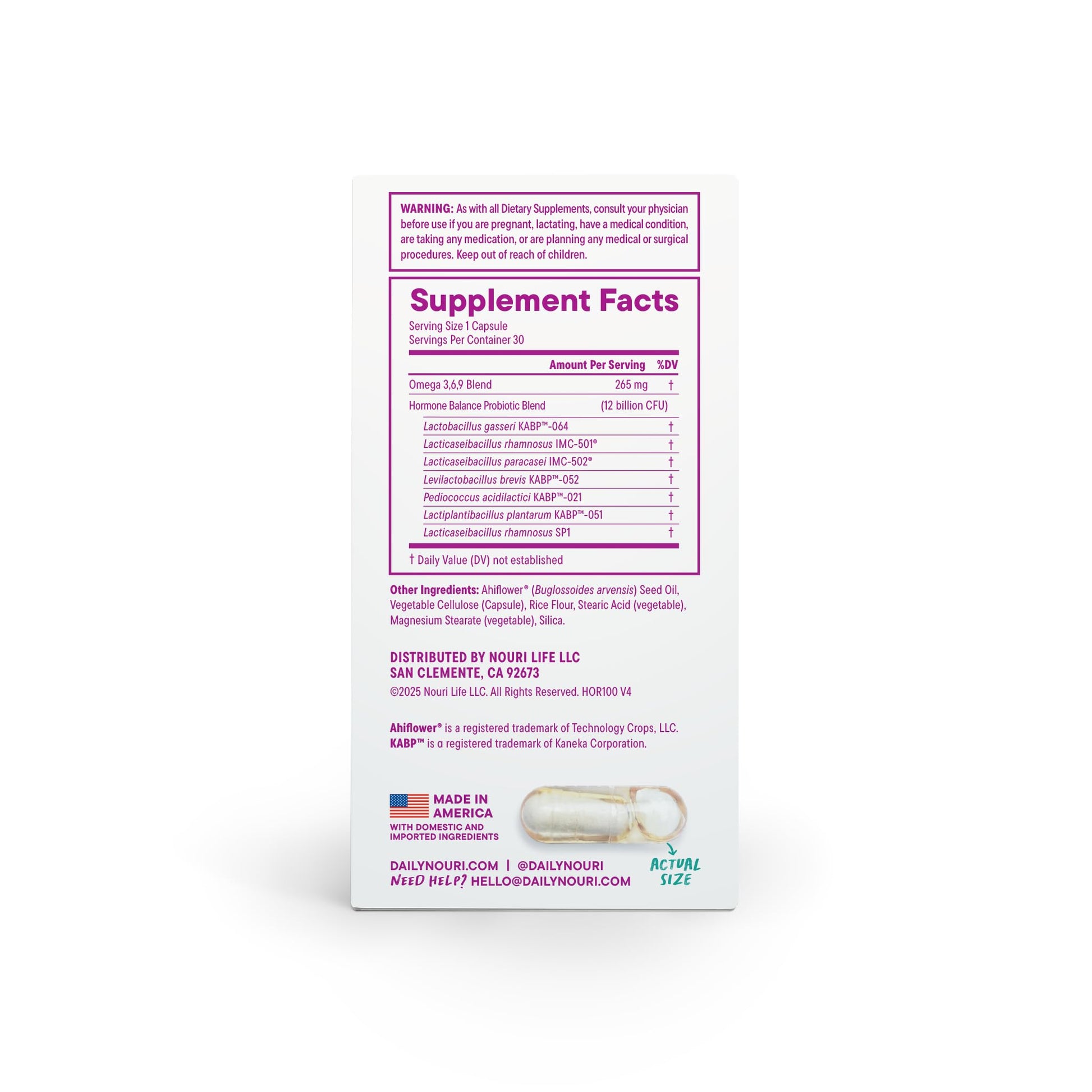 Daily Nouri Hormone Balance Probiotics for Women | Hormonal Balance Support | Vaginal pH + Gut Health | 7 Clinically Studied Strains + Omega | 30-Day Supply Daily Nouri uk supplements
