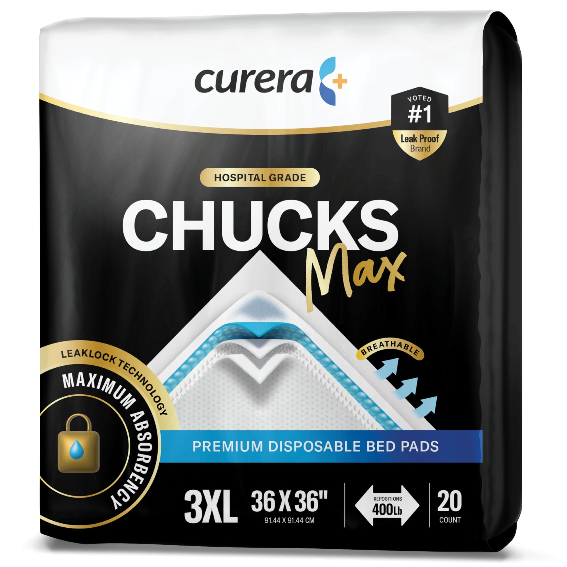 Chucks MAX Hospital Bed Pads Disposable Adult 36 x 36 Breathable Stack Man uk supplements