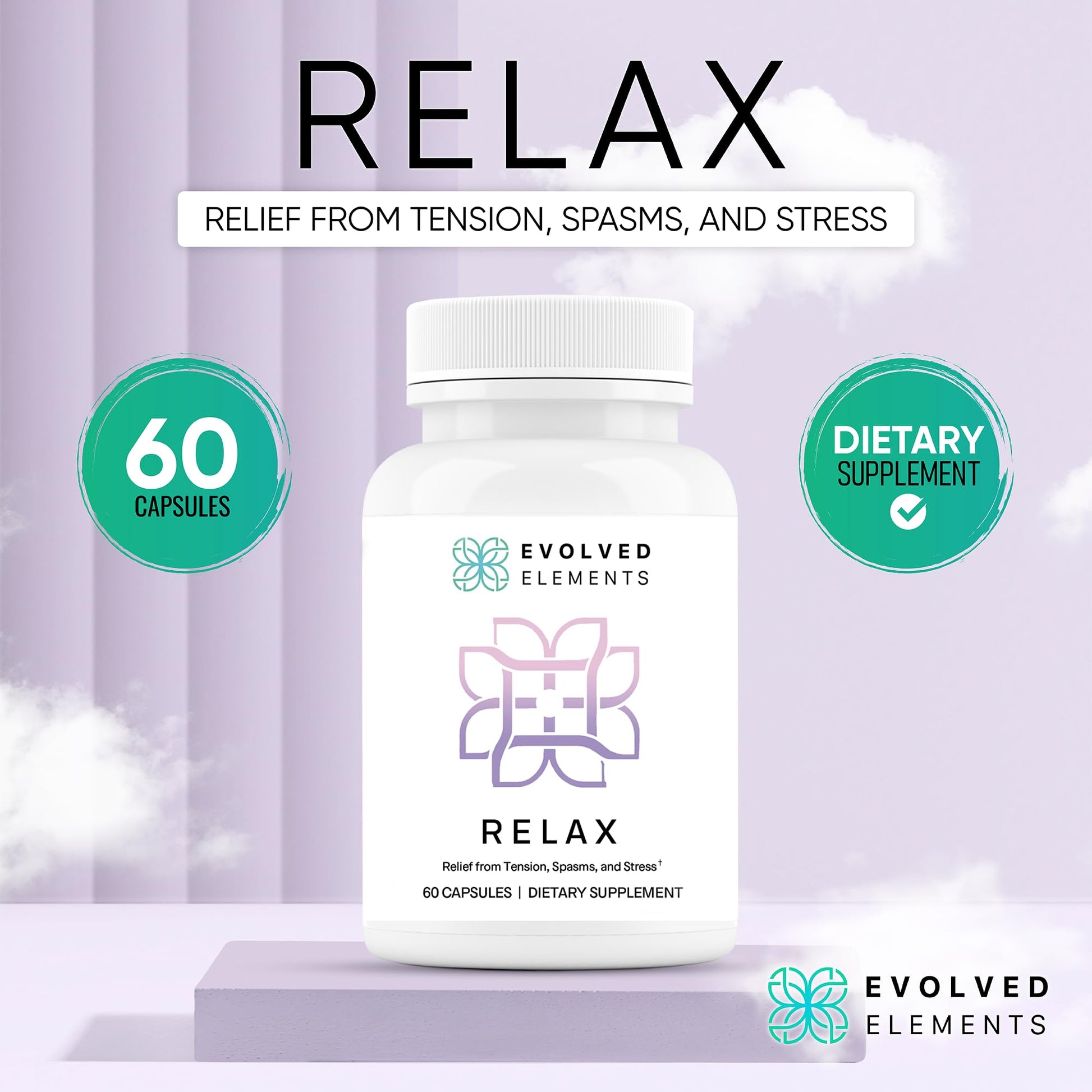 Evolved Elements All-Natural Muscle Relaxer | 60 Capsules | Spasm Relief with Magnesium, Passion Flower, and Valerian Root | Relieves Muscle Spasms, Tension, and Promotes Calmness Evolved Elements uk supplements