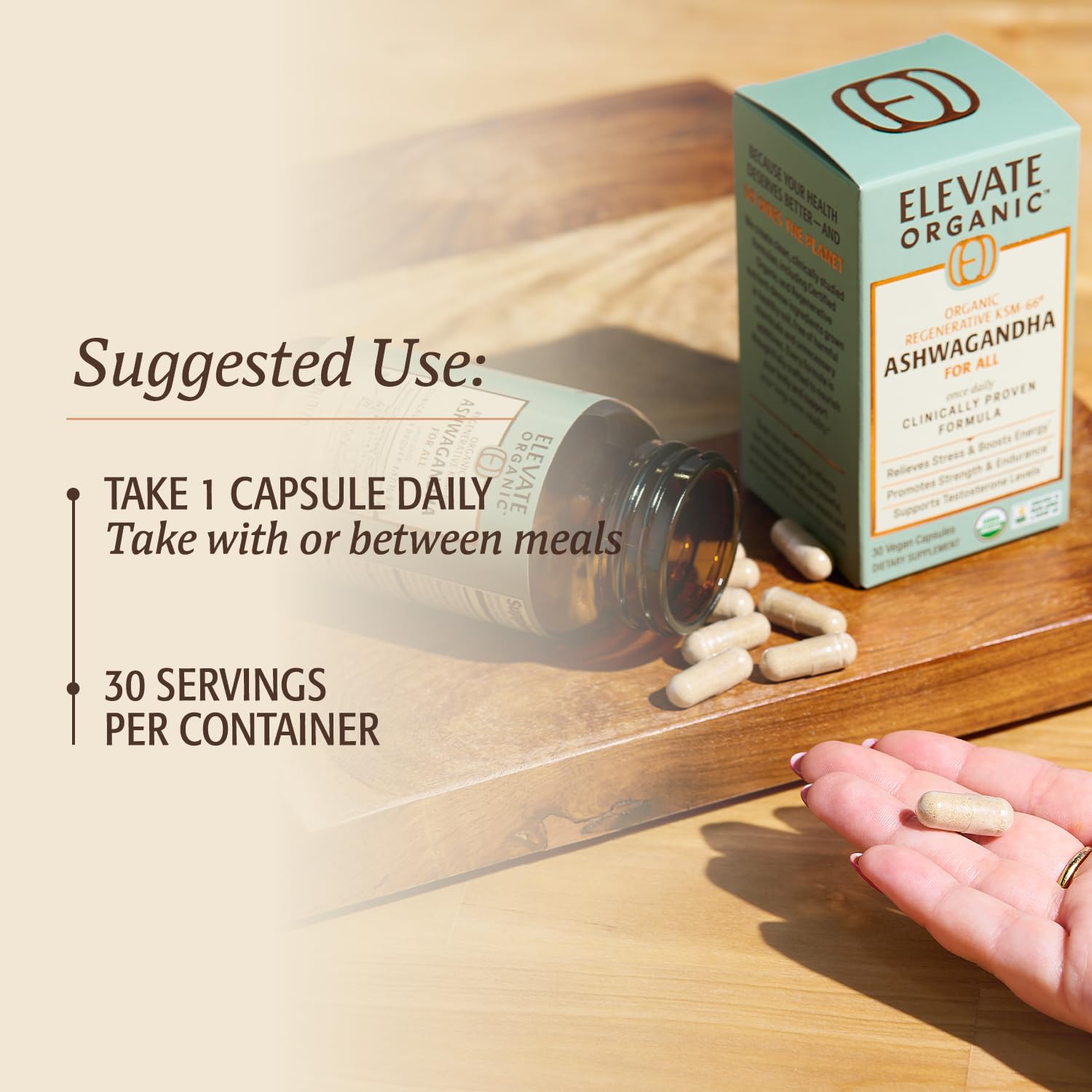 ELEVATE ORGANIC Regenerative Fermented KSM-66 Ashwagandha Vegan Capsules with Acti Veda™ (600mg, 30 Servings), Up to 150% More Effective Than KSM-66 Alone ELEVATE ORGANIC uk supplements