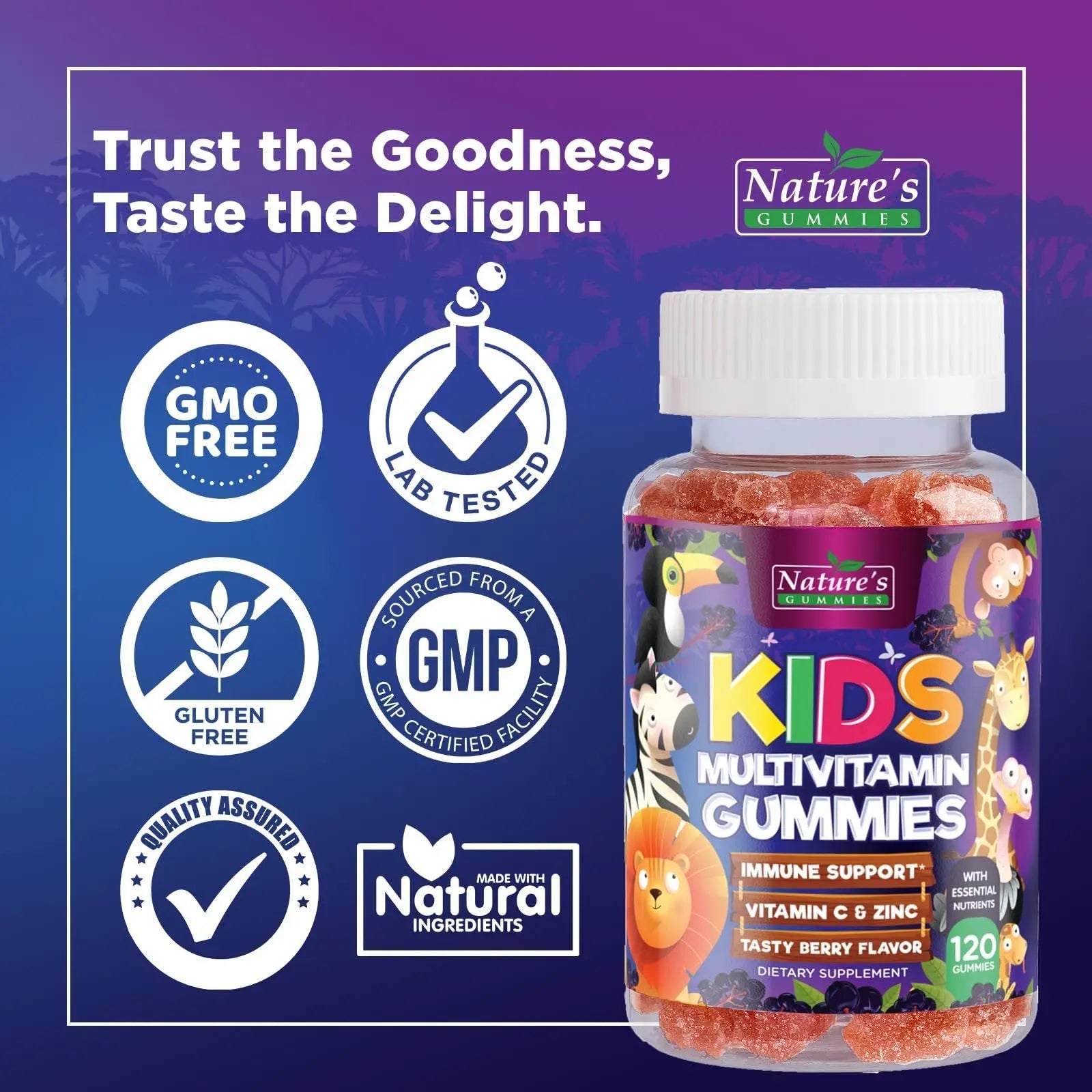 Multivitamin for Kids - Complete Daily Children's Multi Vitamin Gummies with Vitamin D, B Vitamins, Zinc & More - Energy, Memory Focus Nature's Nutrition uk supplements