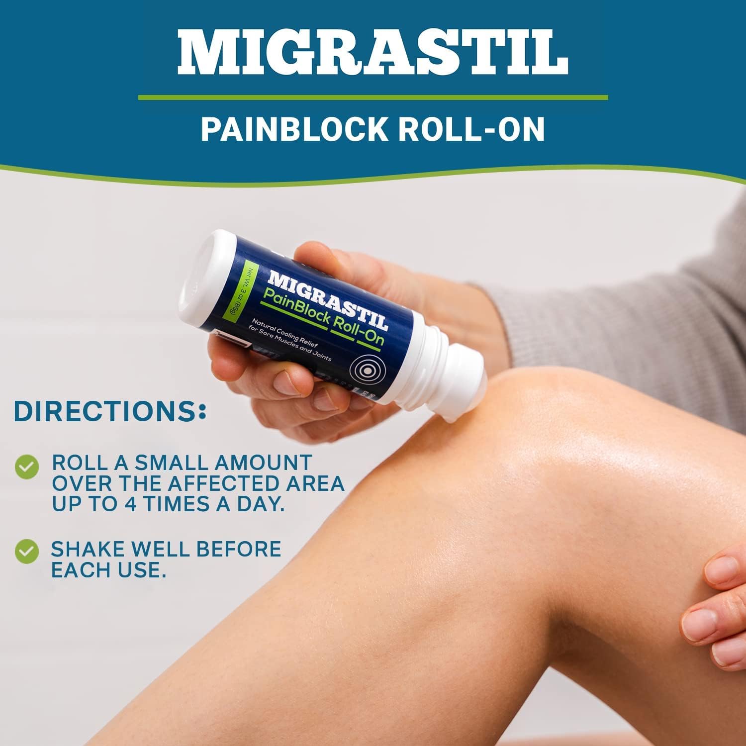 Migrastil PainBlock Roll-On 3 oz - Topical Roll-On for Muscle Aches, Cramps, Joint & Nerve Discomfort. Works Great on Shoulders, Neck, Feet, Knees, Legs, Back, Elbows, HIPS, Etc. (2) Basic Vigor uk supplements