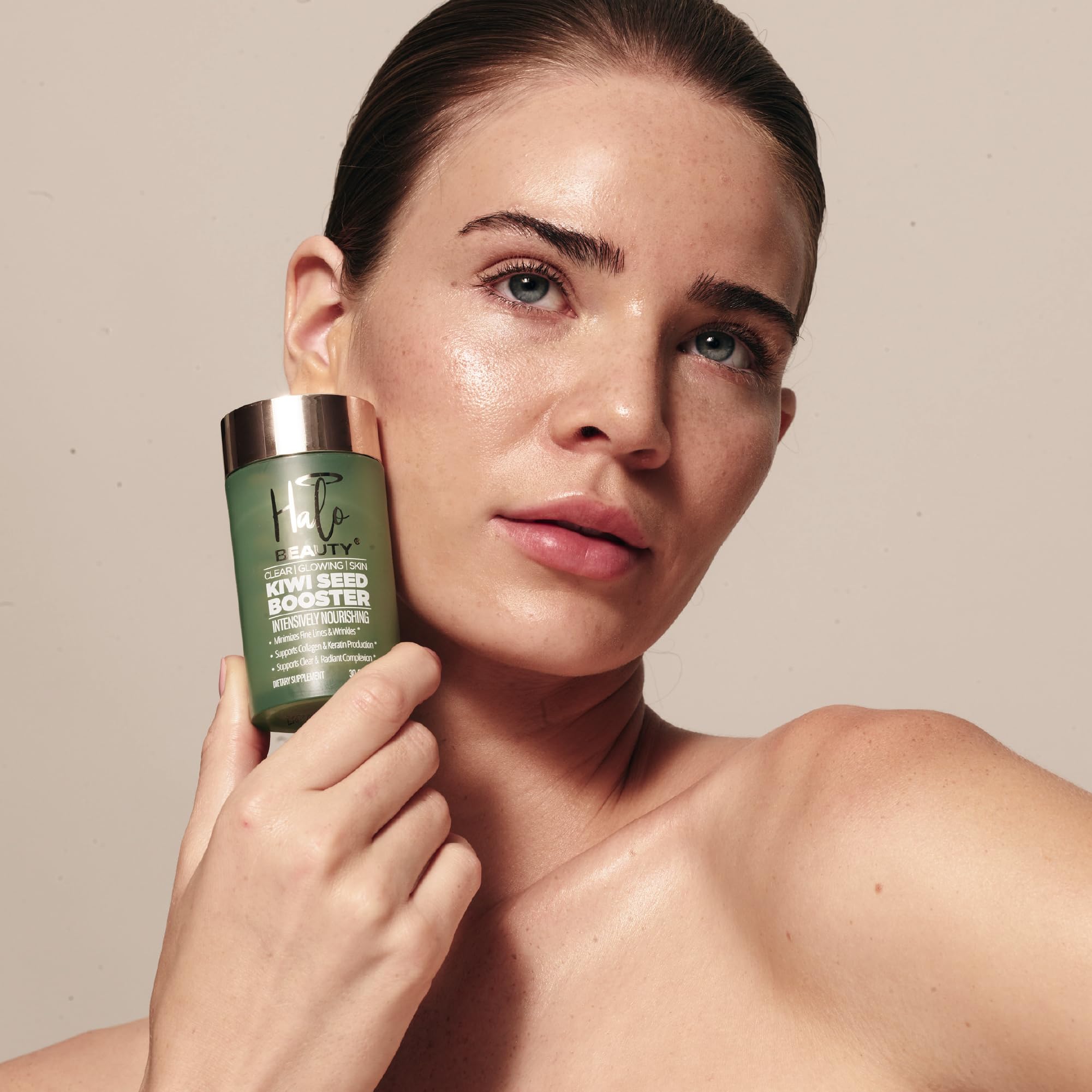 Halo Beauty Kiwi Seed Booster Skin Supplement Refill Pack | Anti-Aging Hydration & Glowing Skin Support with Kiwi Seed, Vitamin C, D3 & Zinc | Vegan Collagen Support Capsules | 1-Month Supply Halo Beauty uk supplements
