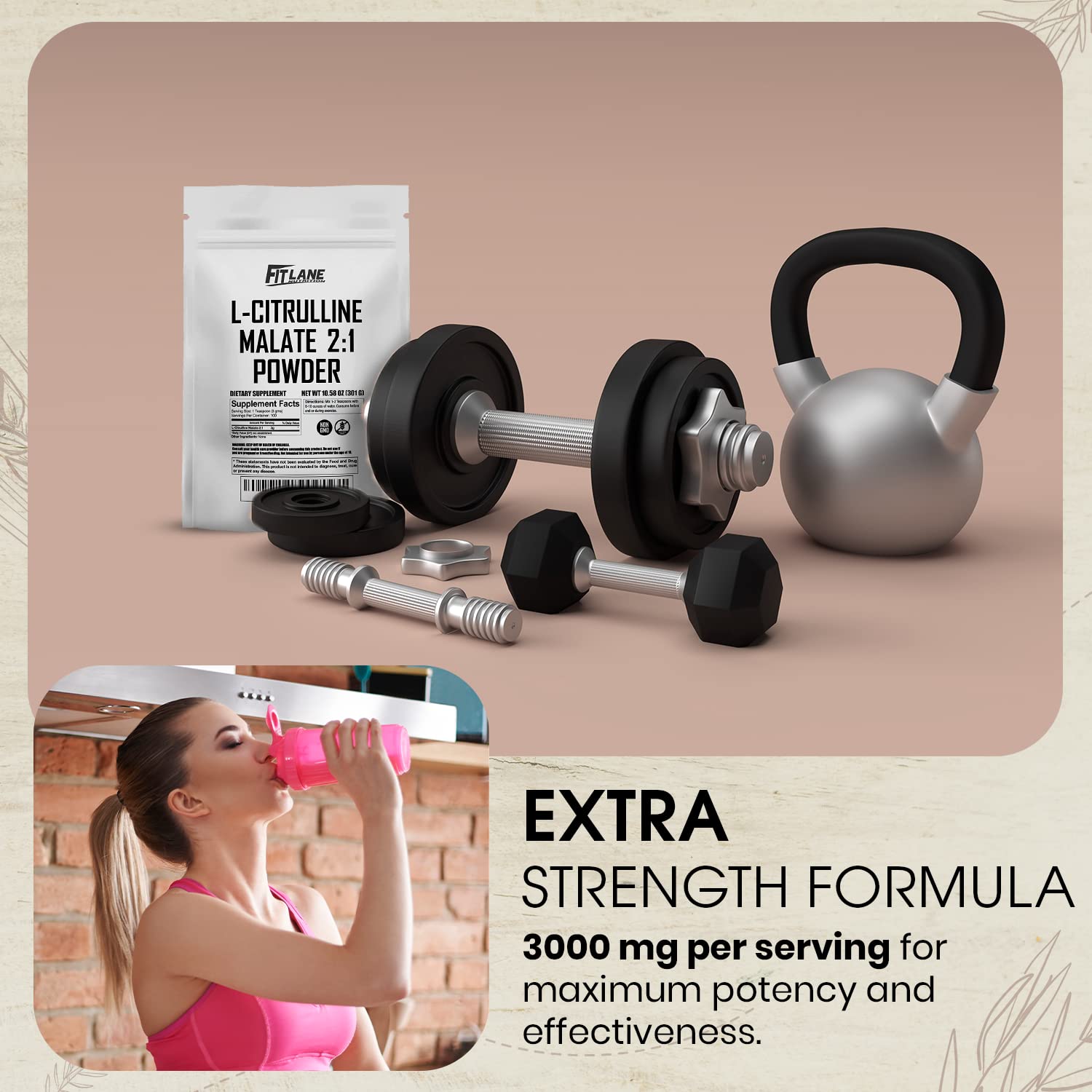 L Citrulline Malate 2 1 Powder 300 Grams - Bulk L Citrulline Powder - Free Form Amino Fit Lane Nutrition uk supplements