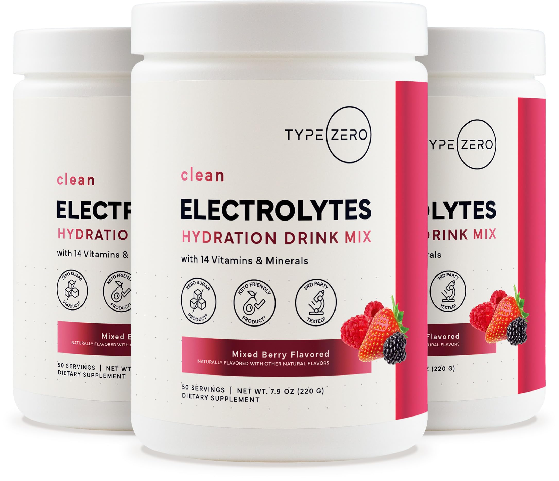 Type Zero Clean Electrolytes Hydration Powder Drink Mix + 14 Essential Vitamins & Minerals - Sugar Free, Zero Artificial Ingredients - Mixed Berry Flavor, 50 Servings Type Zero uk supplements