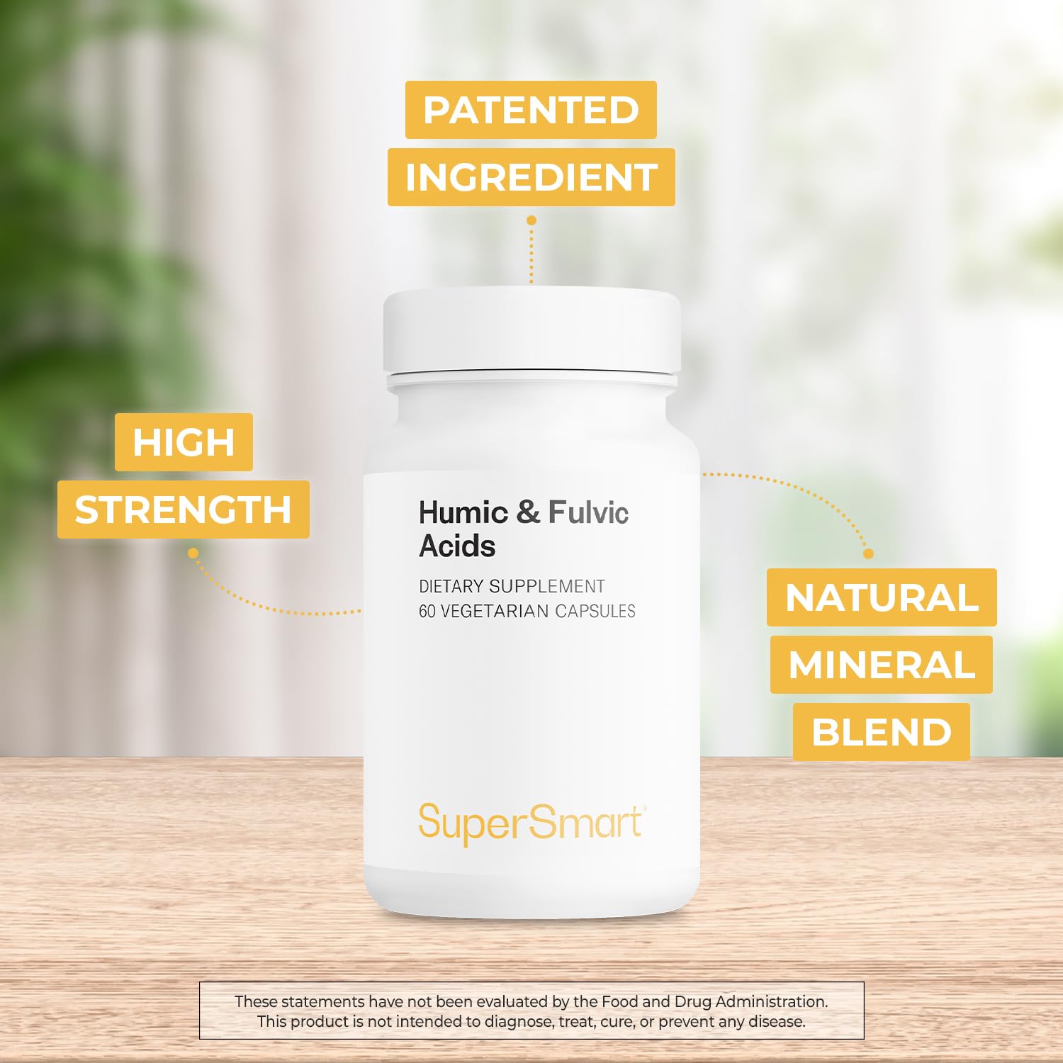 Supersmart - Humic and Fulvic Acid Supplement 300mg per Day (Patented & High Strength) - Fulvic Humic Mineral Blend | Non-GMO & Gluten Free - 60 Vegetarian Capsules Supersmart uk supplements