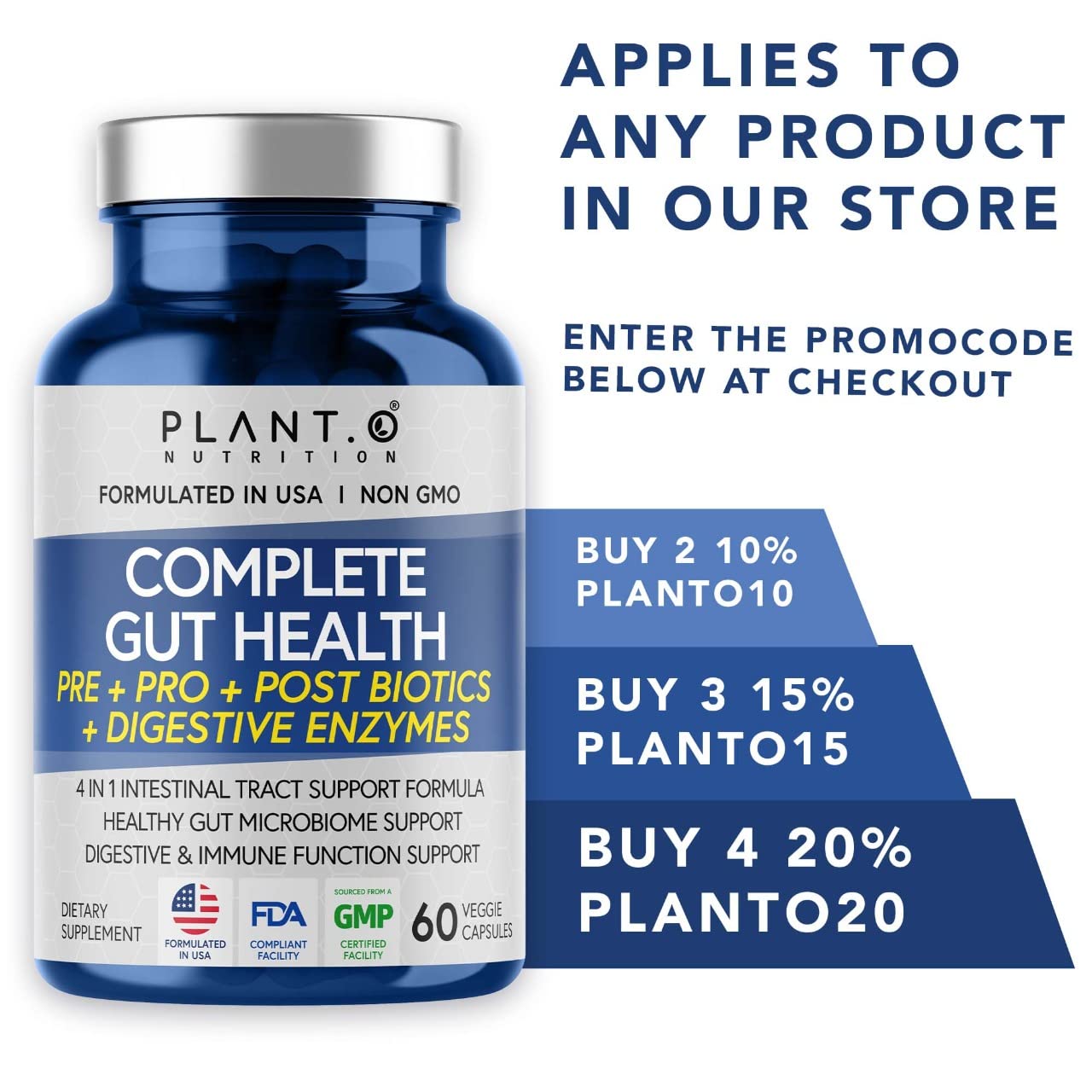 4-in-1 Prebiotic Probiotic & Postbiotic for Women & Men, Complete Gut & Digestive Support PLANT.O NUTRITION uk supplements