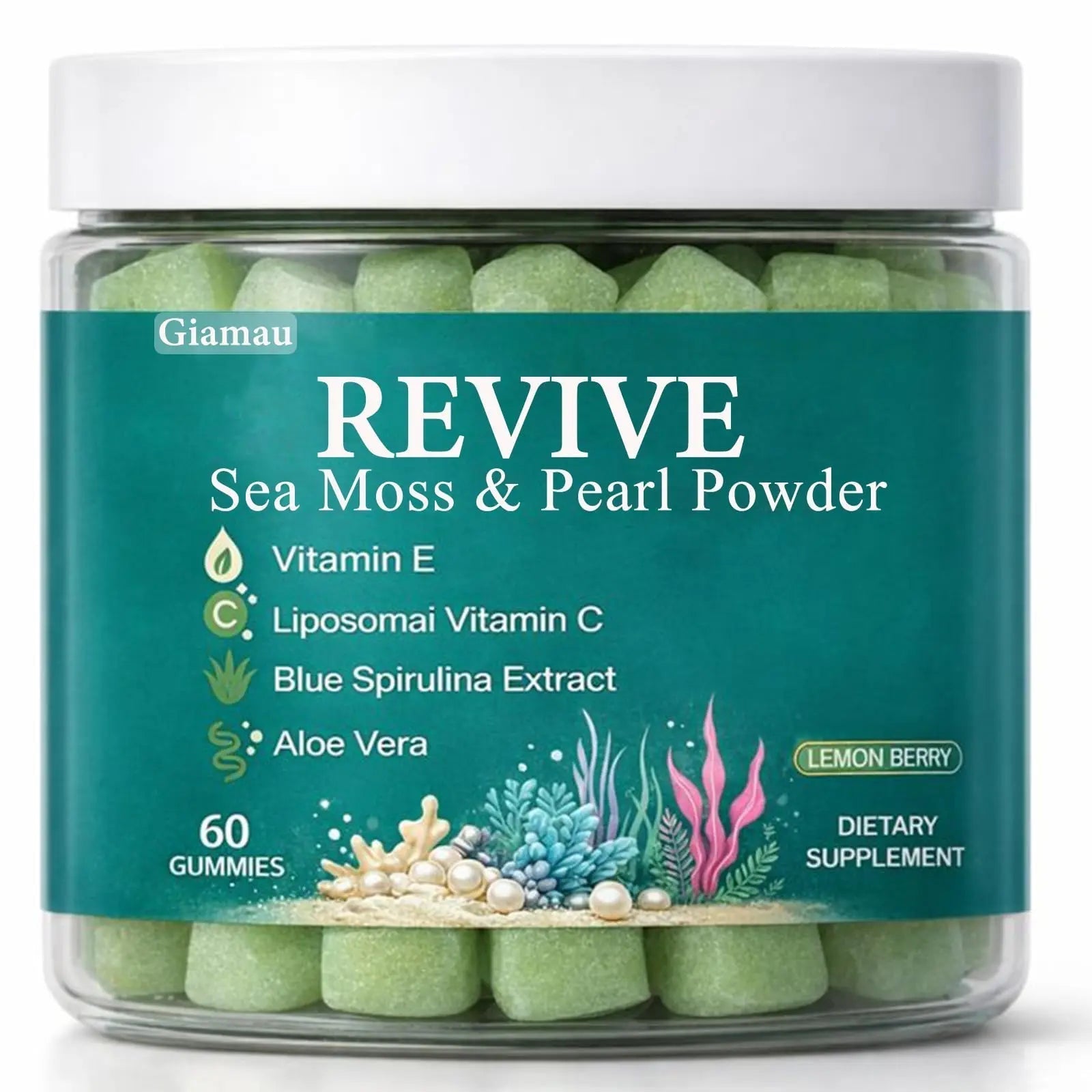 Giamau Revive Hair Gummies, Sea Moss Gummies, Natural Nutrient Blend for Hair Health Support – Gluten-Free, No Harsh Chemicals, 60 Gummies (1) Giamau uk supplements