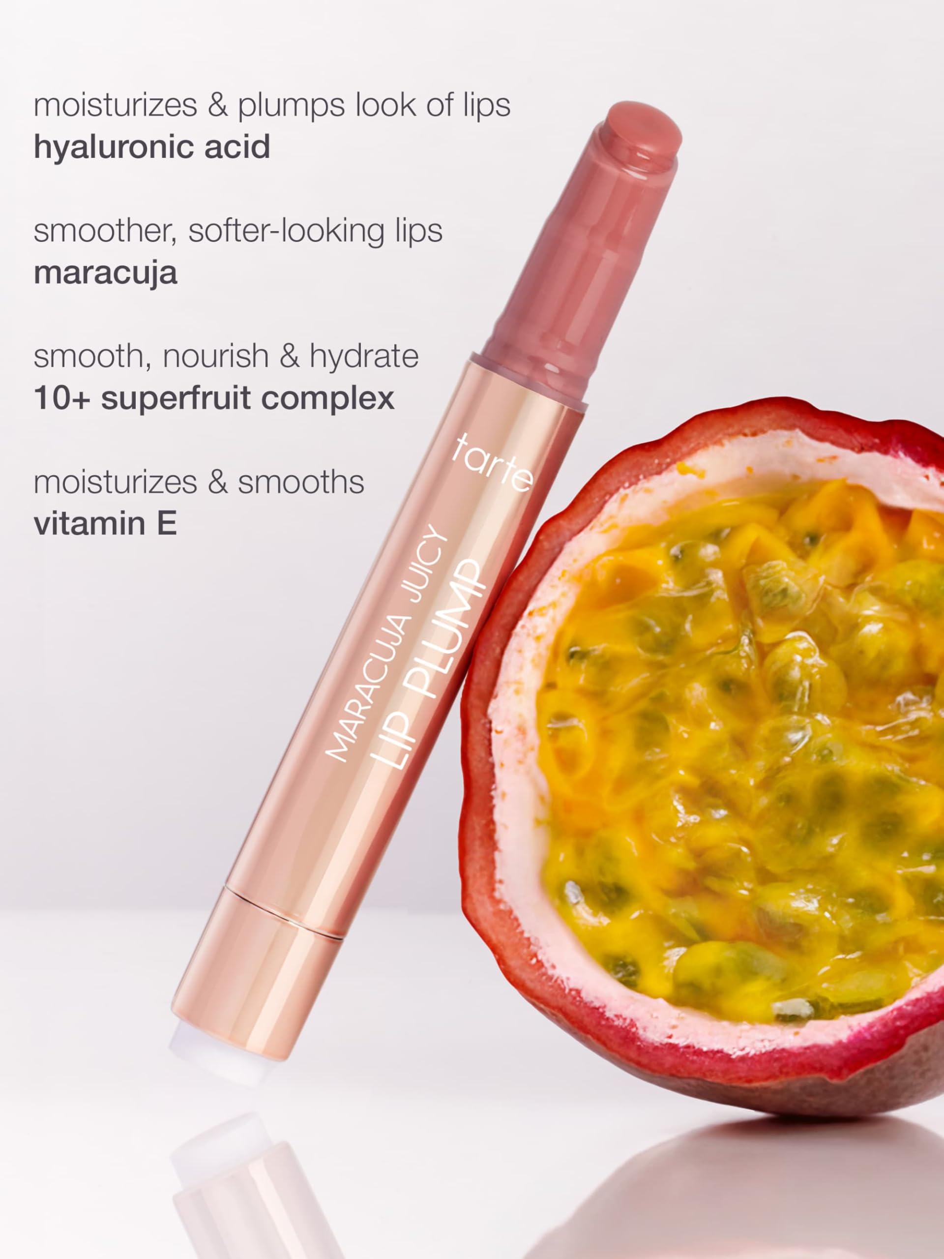 tarte maracuja juicy lip plump – Hydrating & Volumizing Lip Plumper Gloss Balm with Nourishing Hyaluronic Acid, Plumps & Moisturizes, Vegan & Cruelty-Free, full size, cherry blossom tarte uk supplements