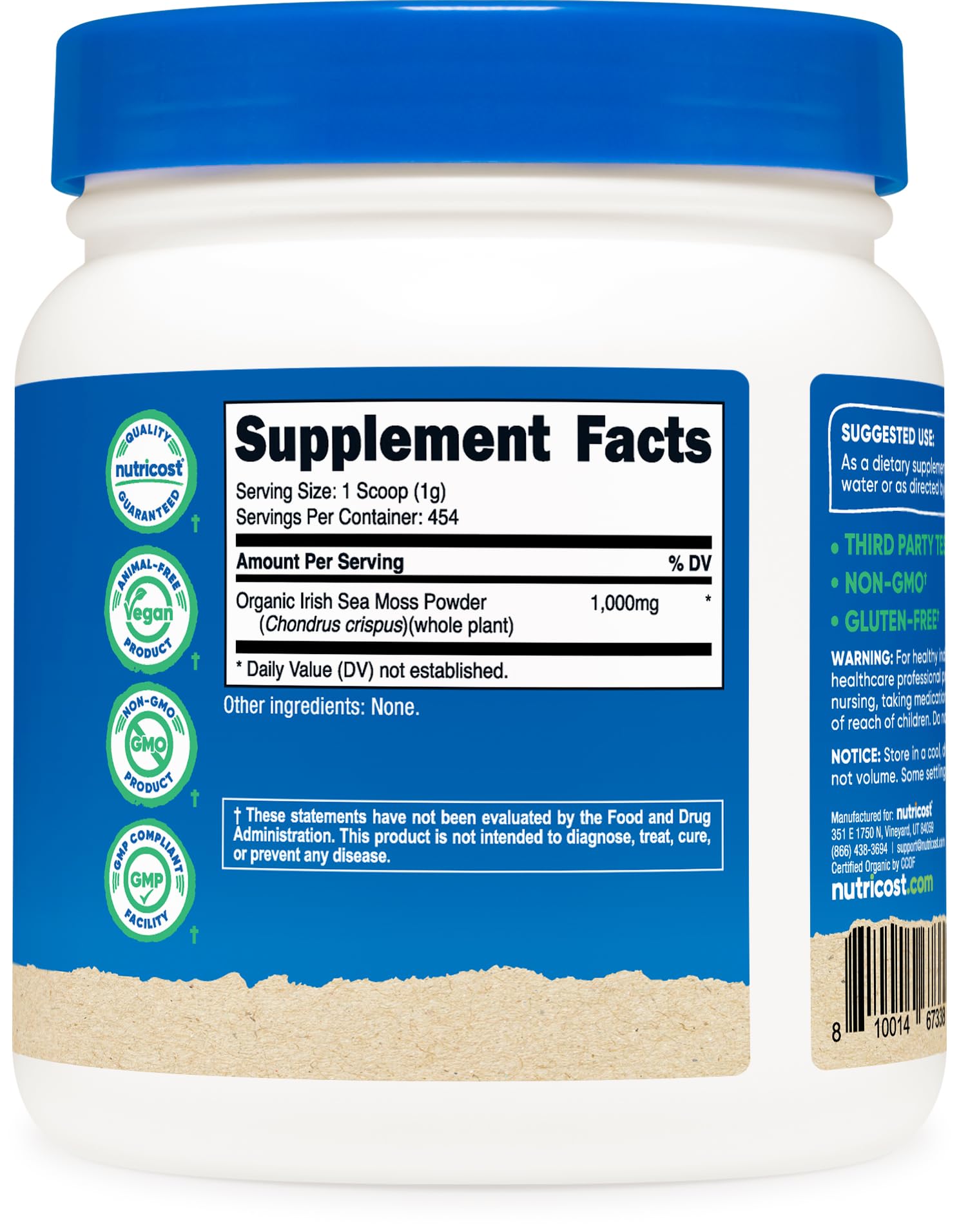 Nutricost Organic Irish Moss Powder (1 LB) - Gluten Free, Non-GMO, Vegetarian Friendly Nutricost uk supplements