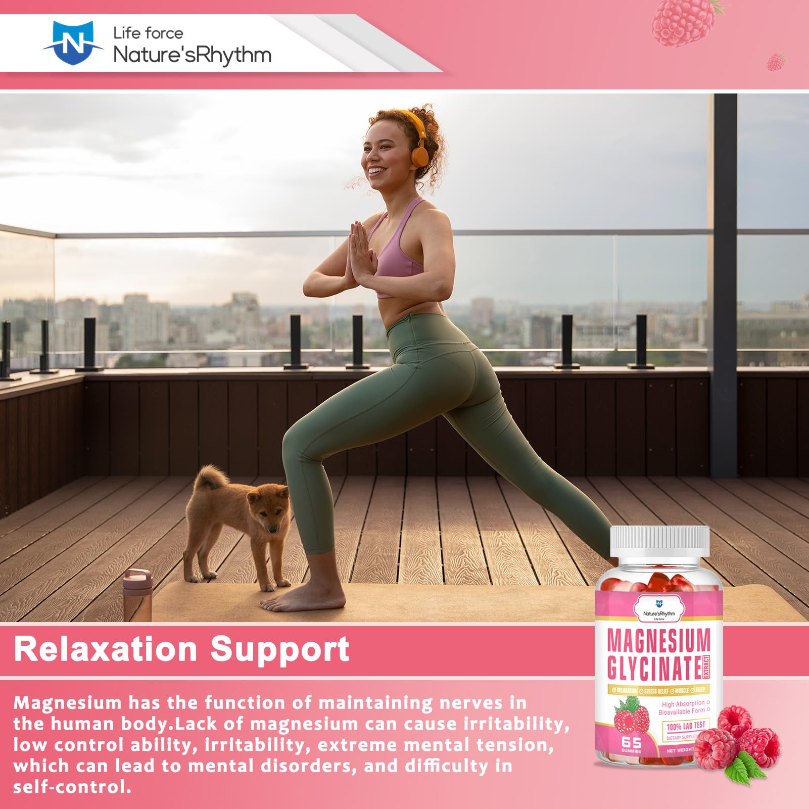 Nature‘s Rhythm Magnesium Gummies 500mg - 65 Ct | Magnesium Glycinate Supplements for Relaxation, Stress Relief, and Sleep for Adults & Kids Tasty and Tangy Raspberry Flavor Nature'sRhythm uk supplements