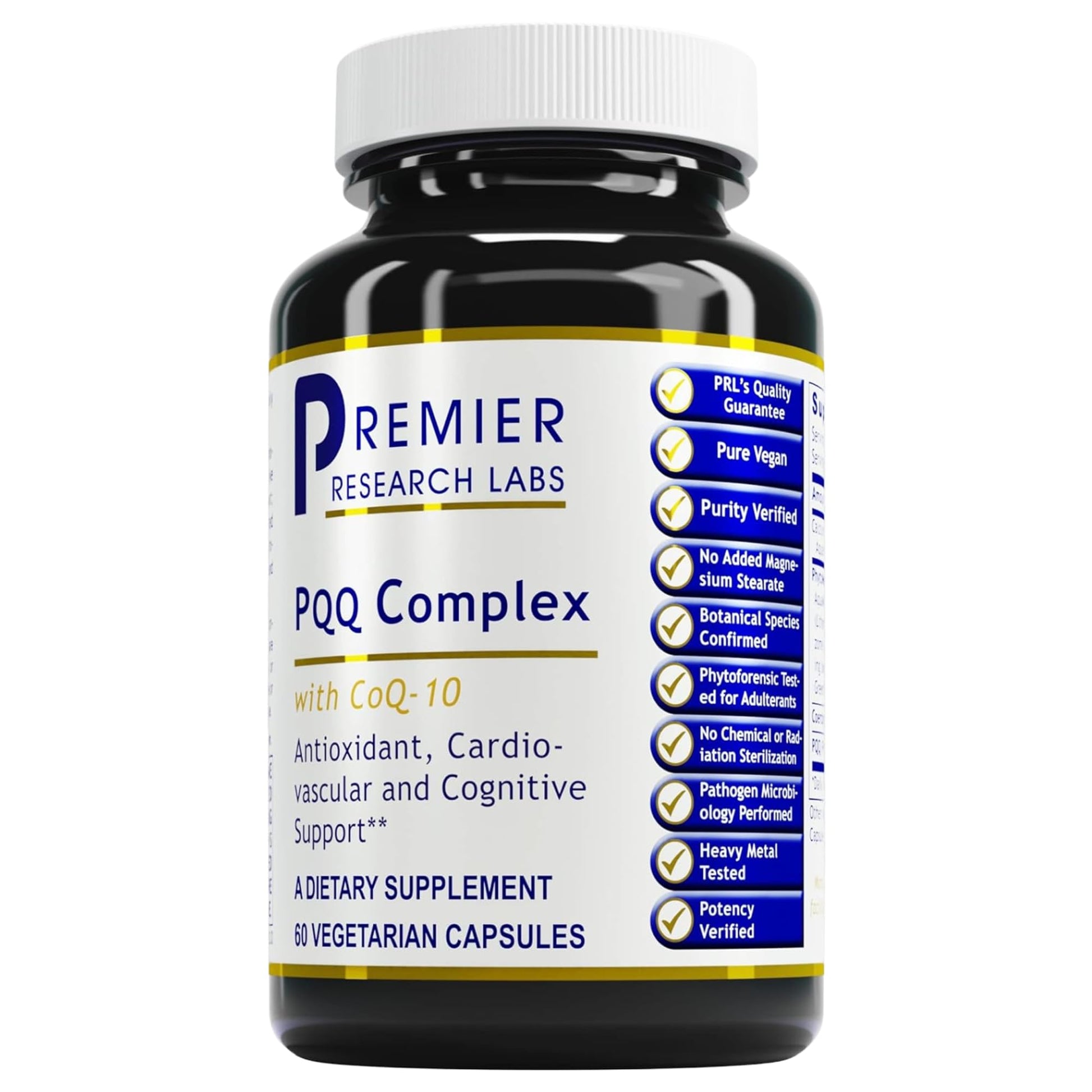 Premier Research Labs Premier PQQ Complex with CoQ10 - Coenzyme Q10, Co Q 10 Supplement with Pyrroloquinoline Quinone (PQQ) for Antioxidant, Brain & Heart Support - 60 Vegetarian Capsules Premier Research Labs uk supplements