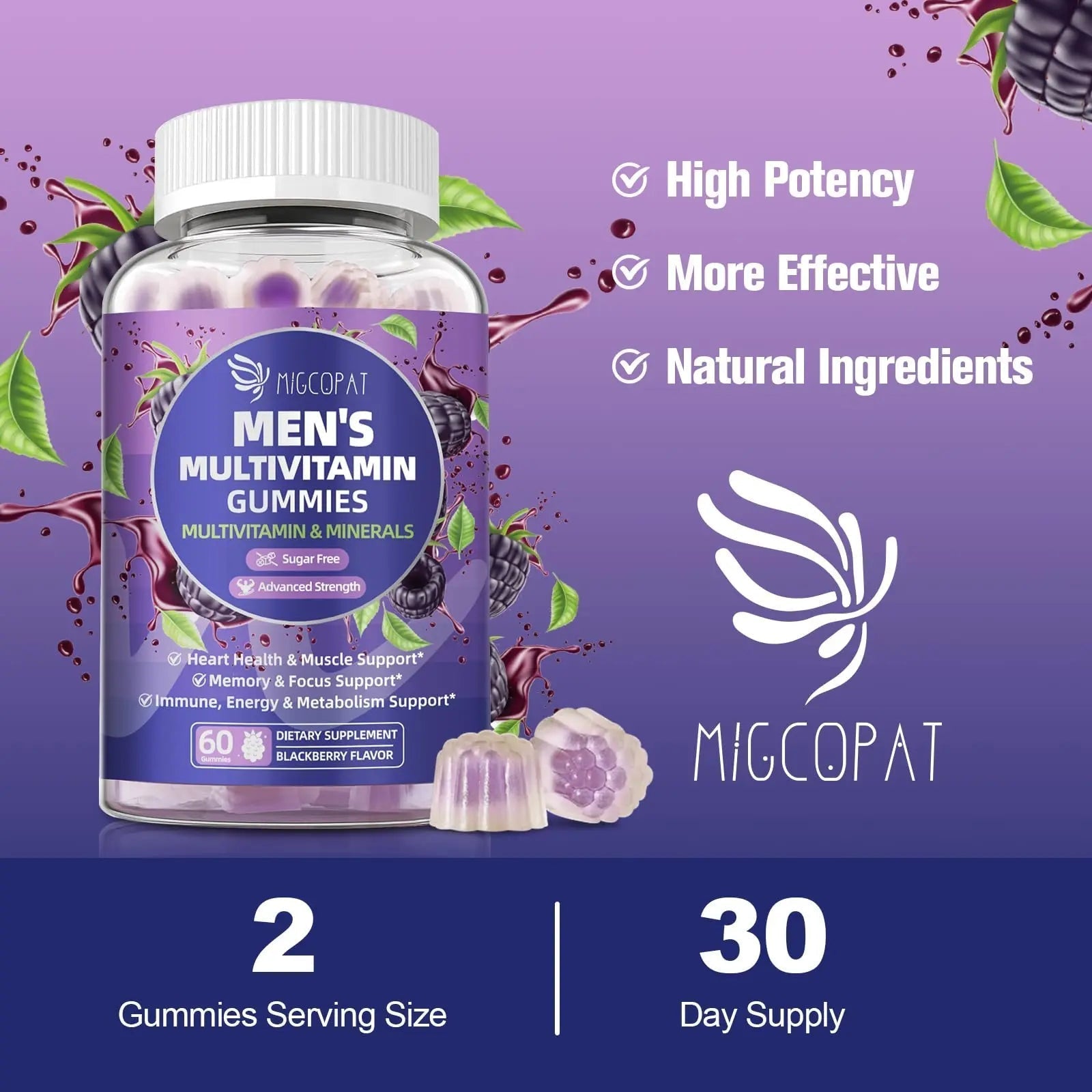 Multivitamin for Men, Mens Multivitamins Gummies w/Omega-3, Probiotics, Inositol, Folate, Biotin, Zinc, Vitamins A, C, D, E, B Migcopat uk supplements