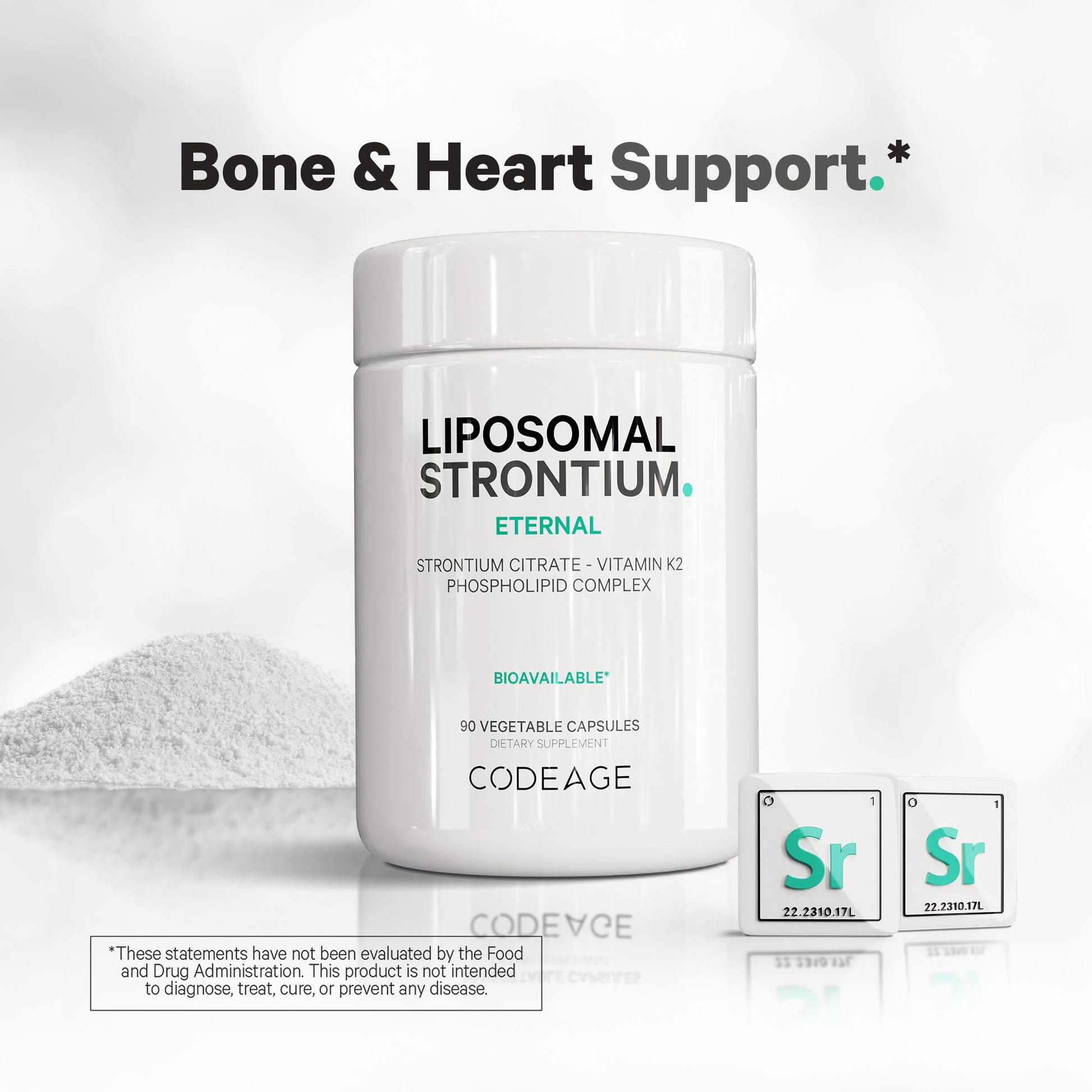Codeage Liposomal Strontium Supplement - Strontium Citrate, Vitamin K2 MK-7, Liposomal Delivery, Non-GMO, Gluten-Free - 90 Capsules Codeage uk supplements